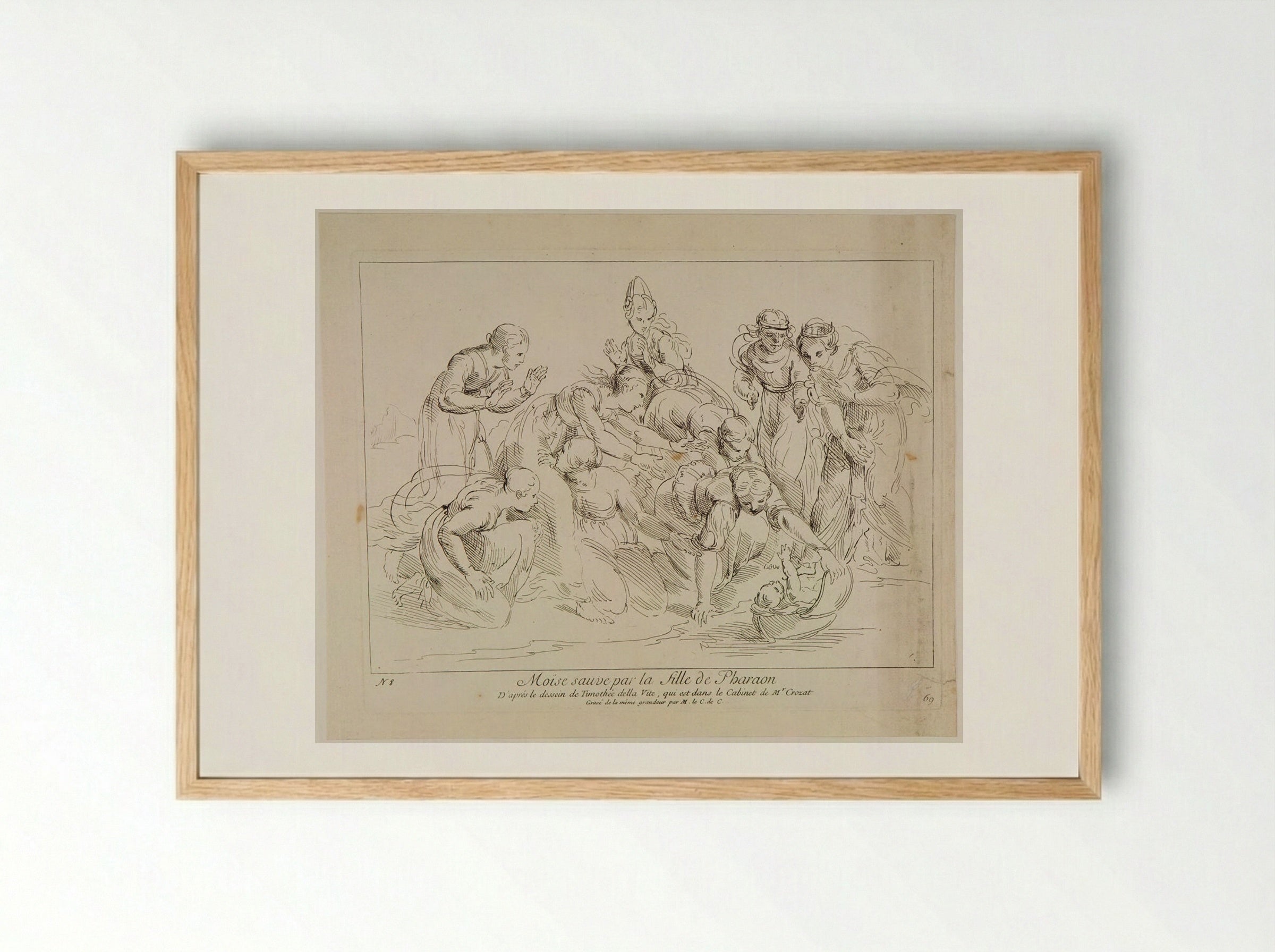 Moses Saved by the Daughter of Pharaoh - Anne Claude de Thubières, Comte de Caylus - Framed Print Wood