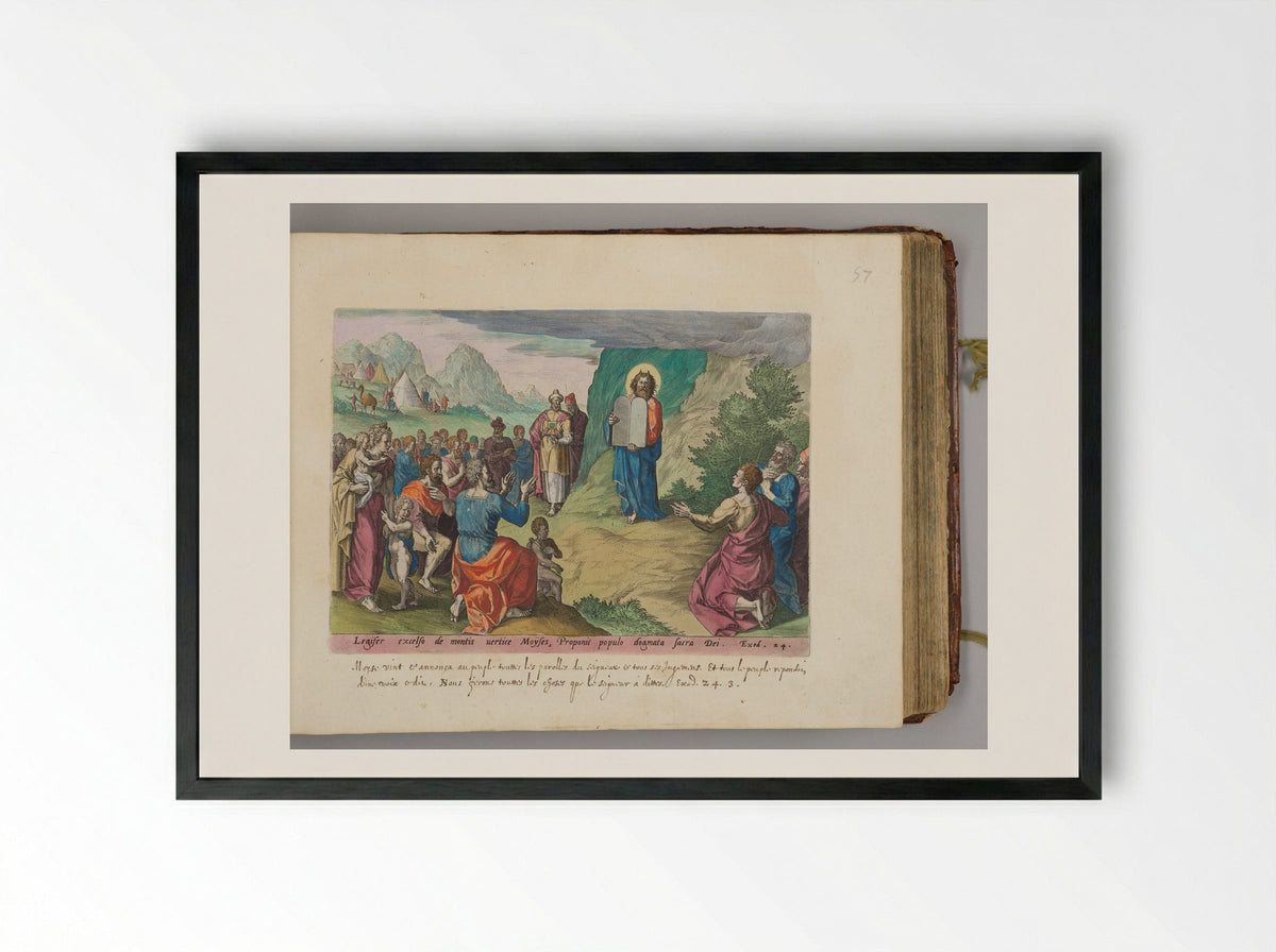 Moses Showing the Tables of the Law - Johann Sadeler I - Framed Print Black
