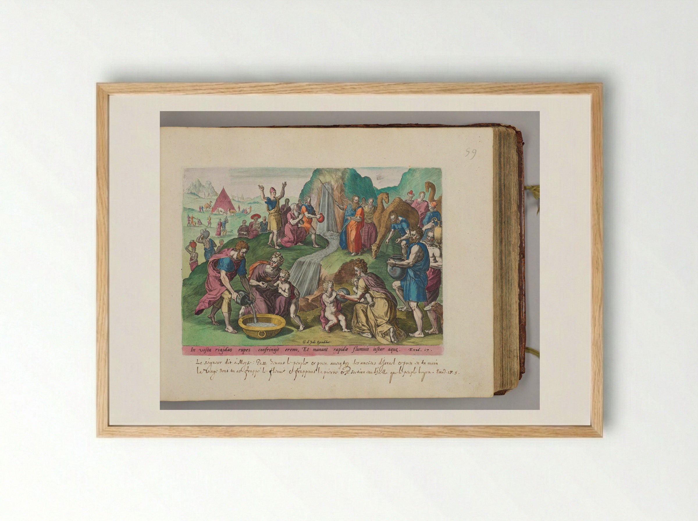 Moses Striking Water from the Rock - Johann Sadeler I - Framed Print Wood