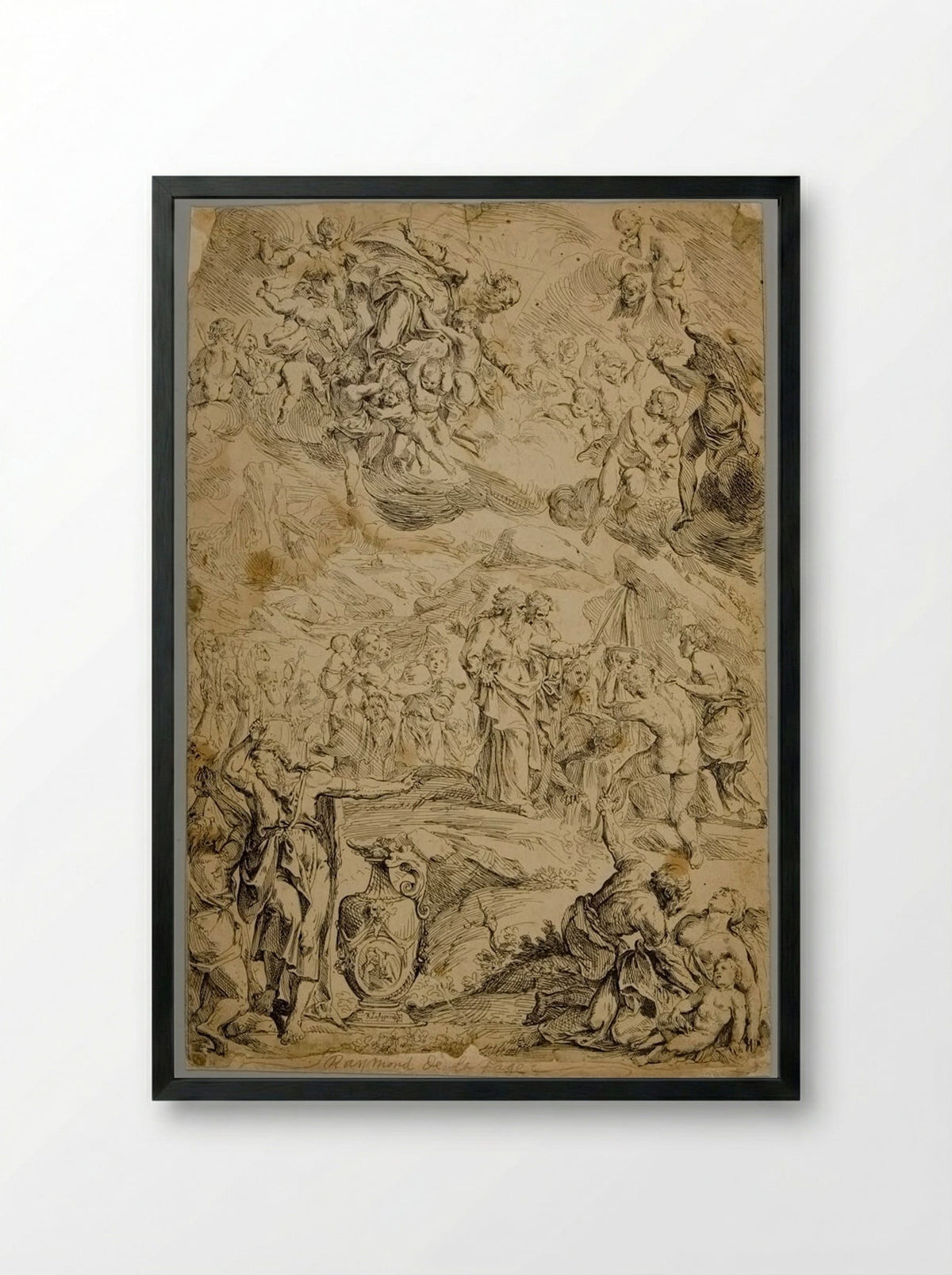 Moses Striking the Rock - Frans Ertinger - Framed Print Black