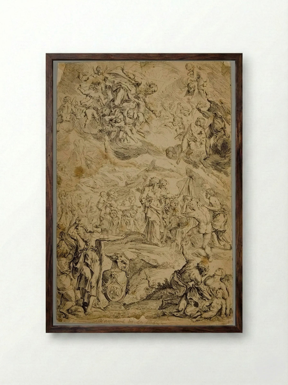 Moses Striking the Rock - Frans Ertinger - Framed Print Dark Wood