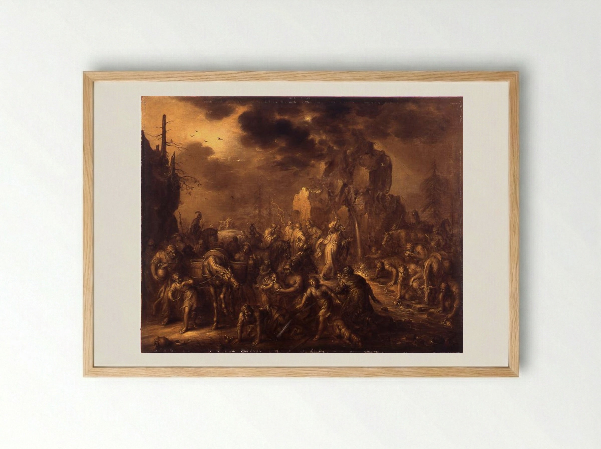 Moses Striking the Rock - Adriaen van de Venne - Framed Print Wood