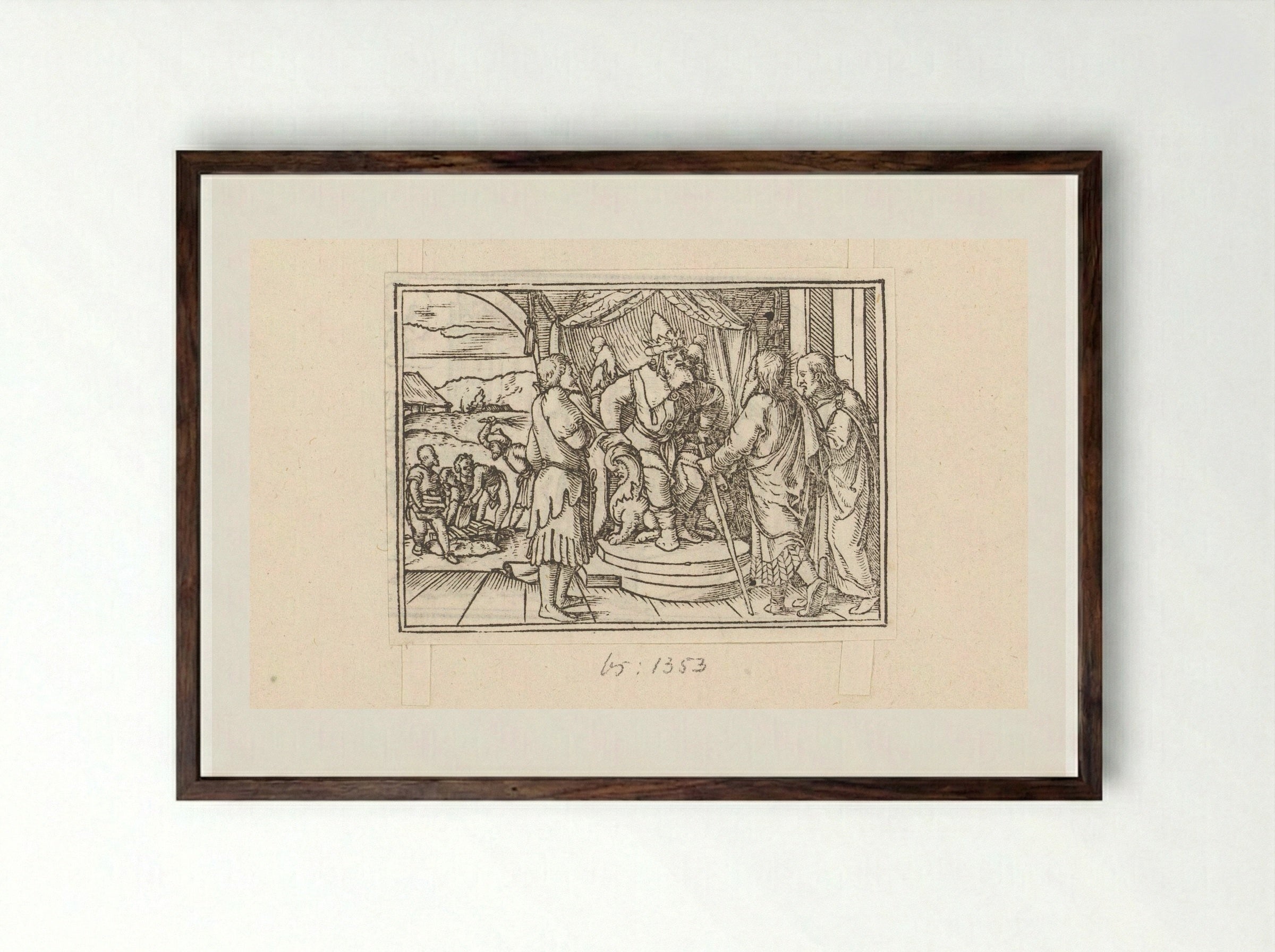 Moses and Aaron Before Pharaoh - Veit Rudolf Specklin - Framed Print Dark Wood