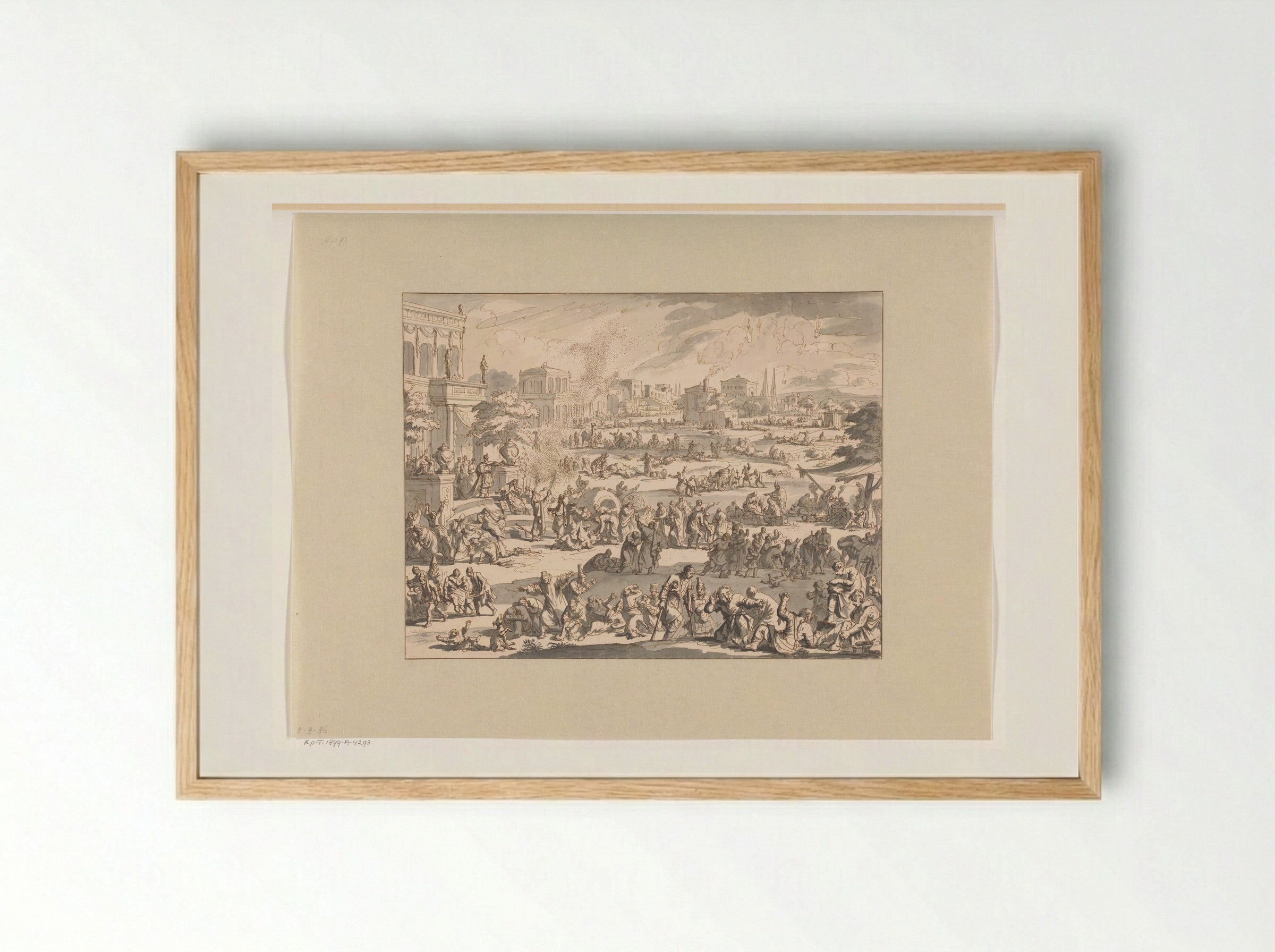 Moses and Aaron Calling Down Plagues upon the Egyptians - Jan Luyken - Framed Print Wood