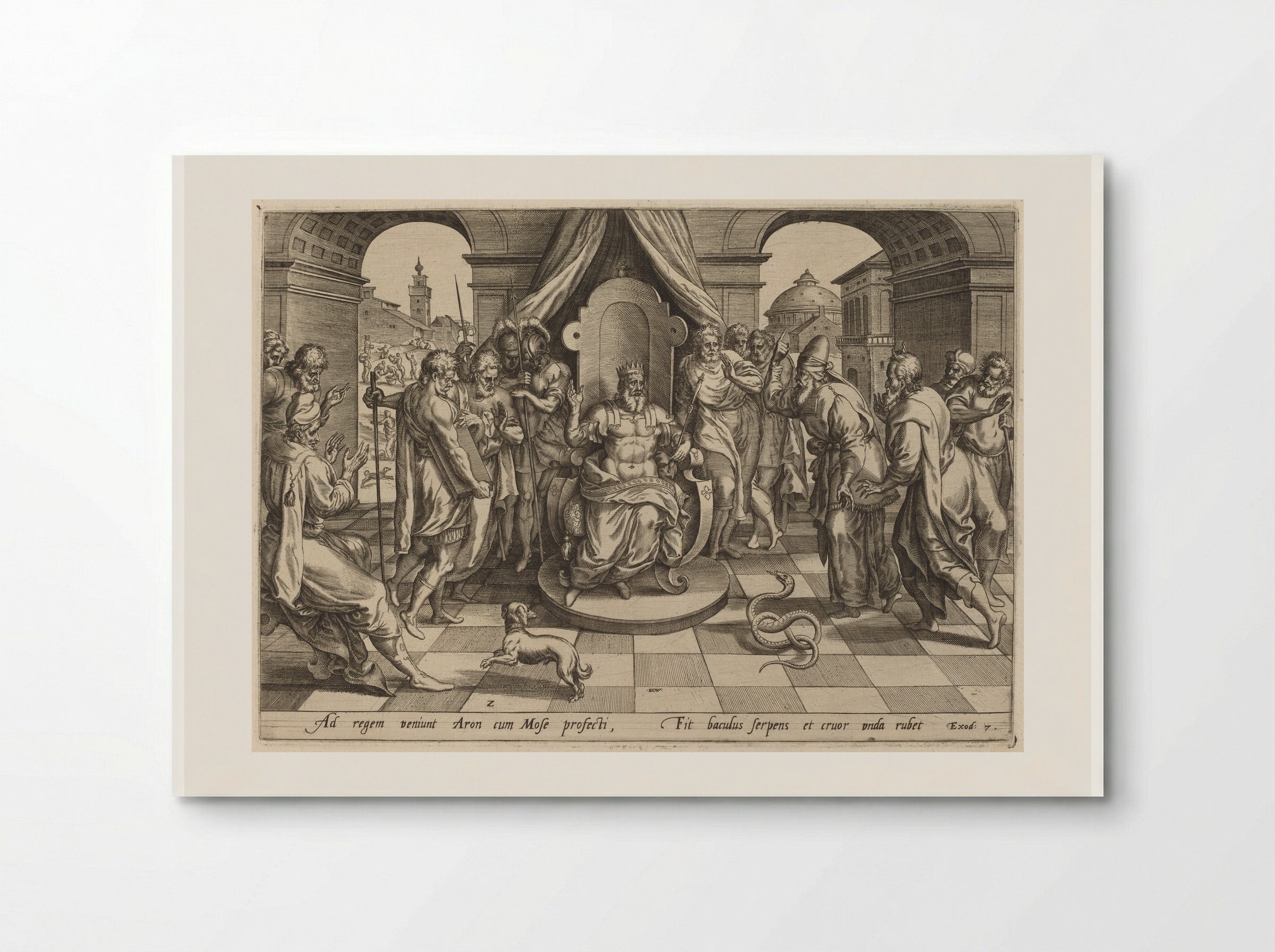 Moses and Aaron before Pharaoh - Johannes Wierix - Poster