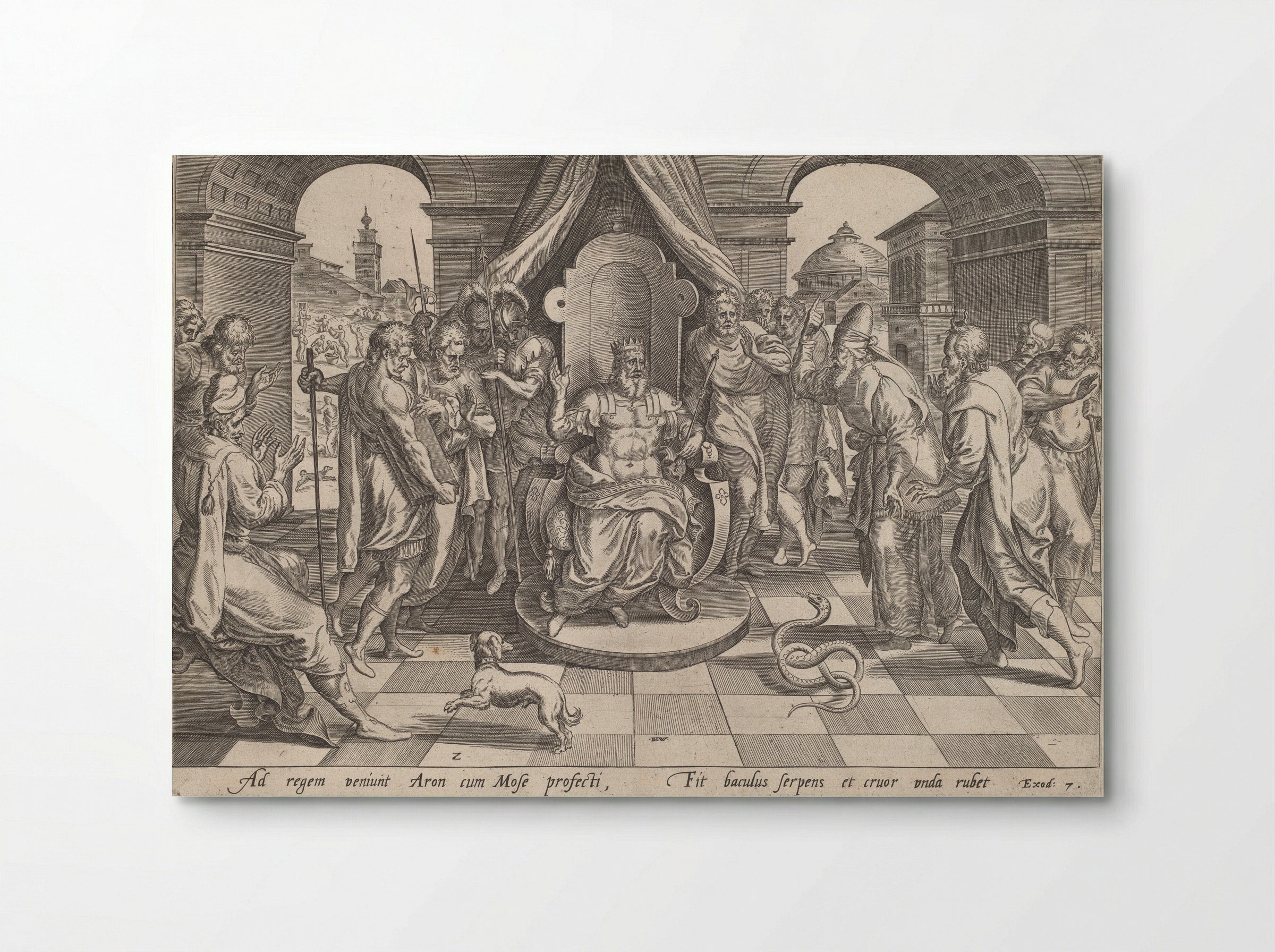 Moses and Aaron before the Pharaoh - Johannes Wierix - Poster