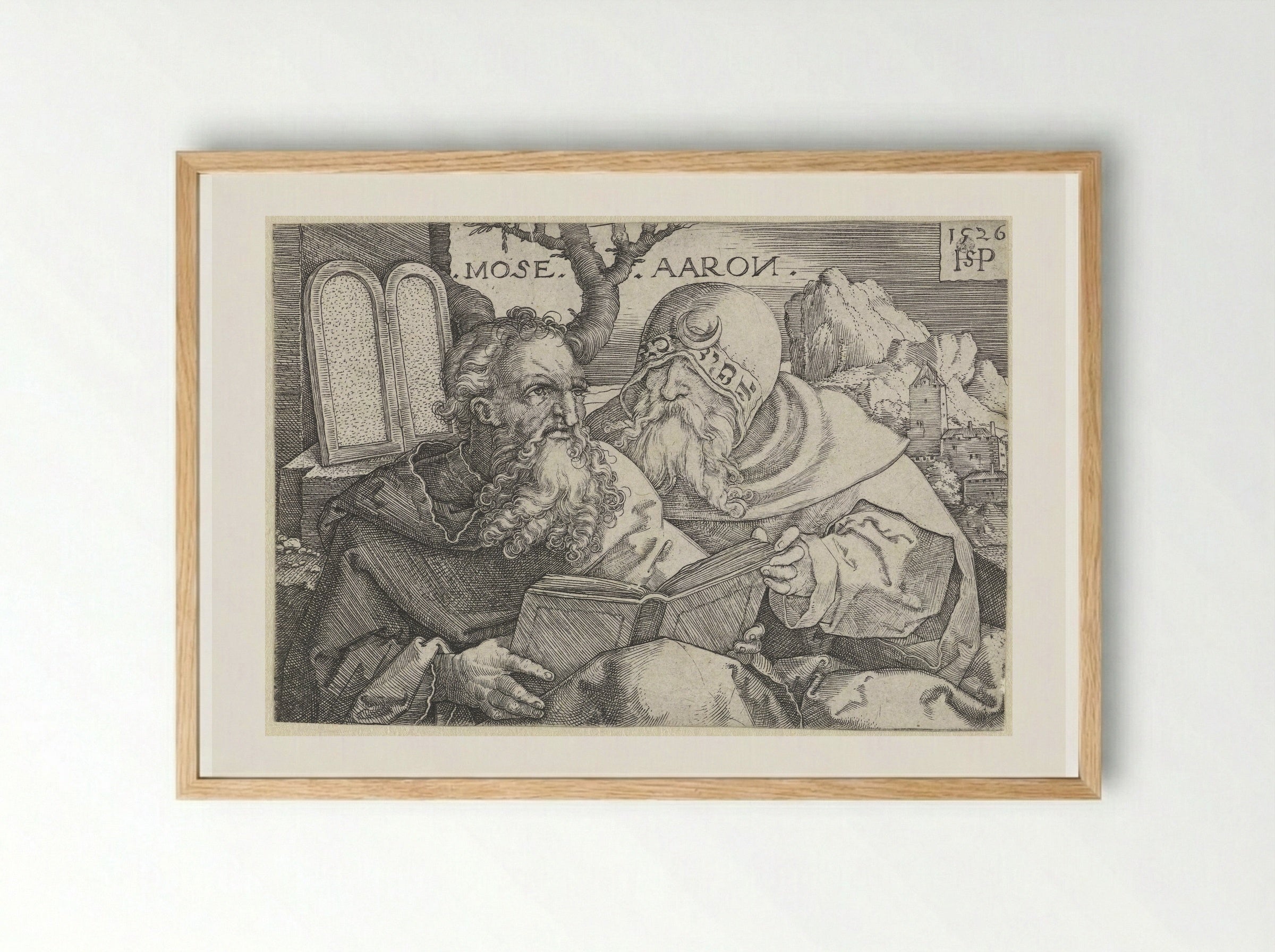Moses and Aaron - Hans Sebald Beham - Framed Print Wood