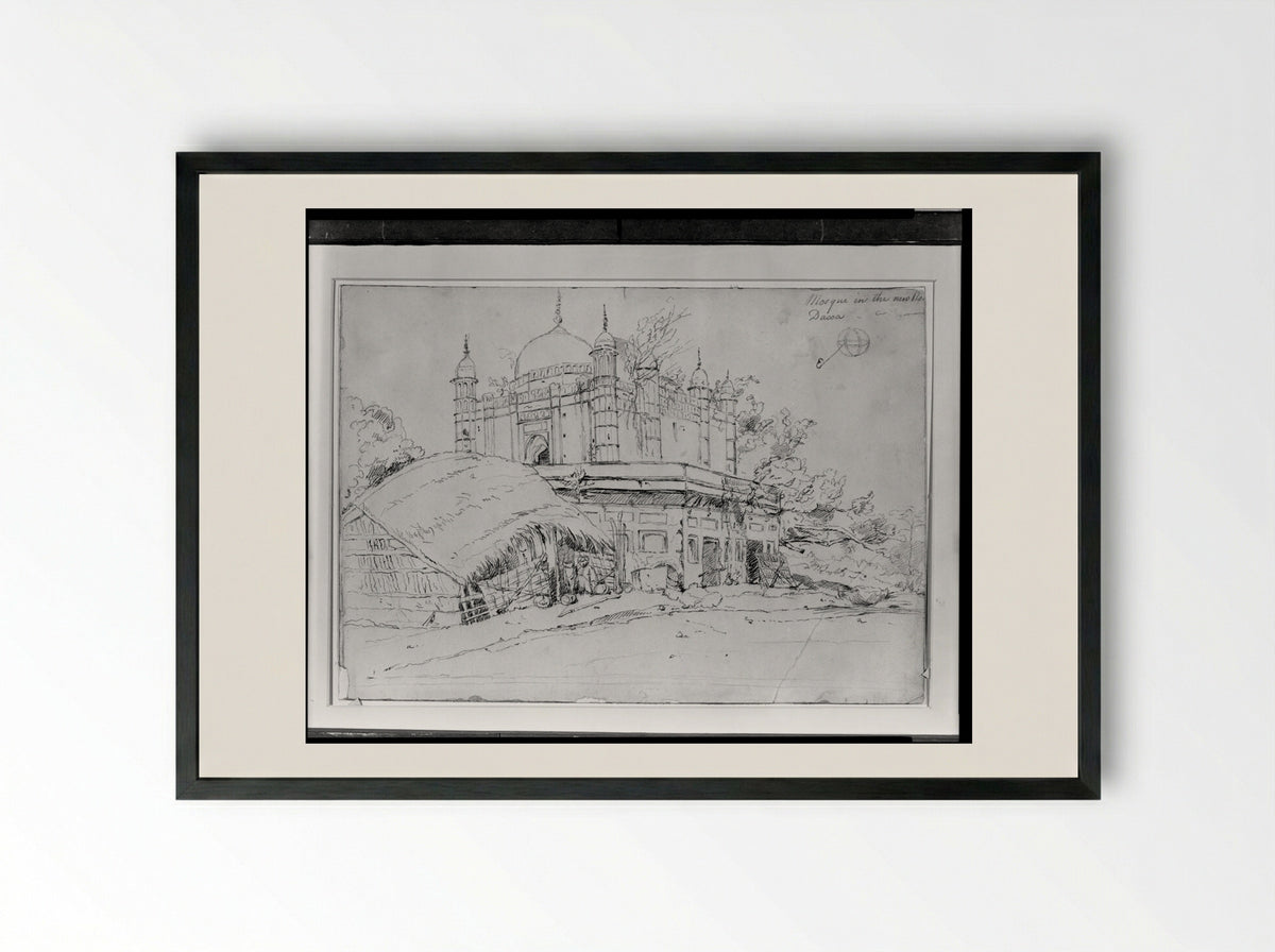Mosque in the New Road, Dacca - George Chinnery - Framed Print Black