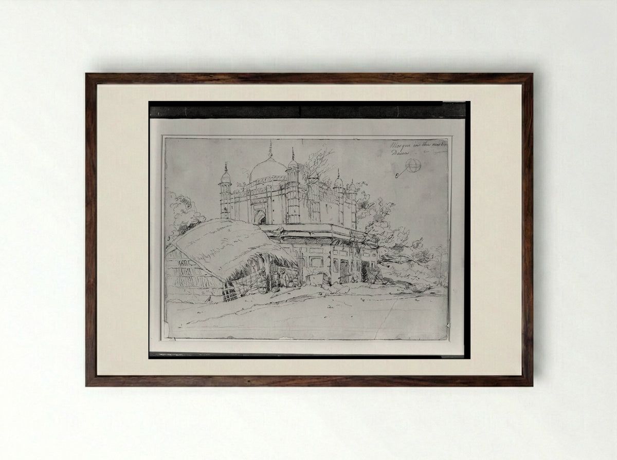 Mosque in the New Road, Dacca - George Chinnery - Framed Print Dark Wood