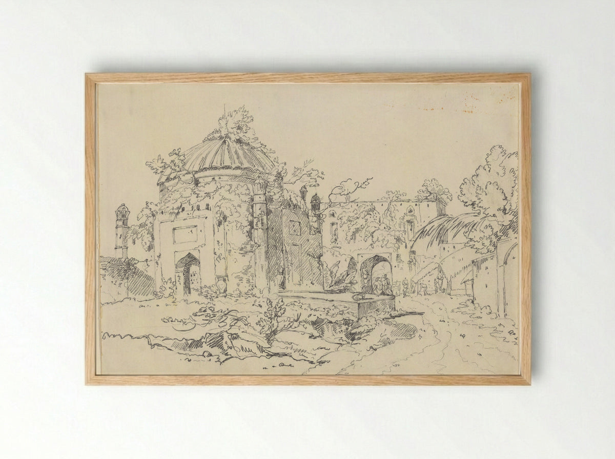 Mosque of Syaf Khan, Dacca - George Chinnery - Framed Print Wood