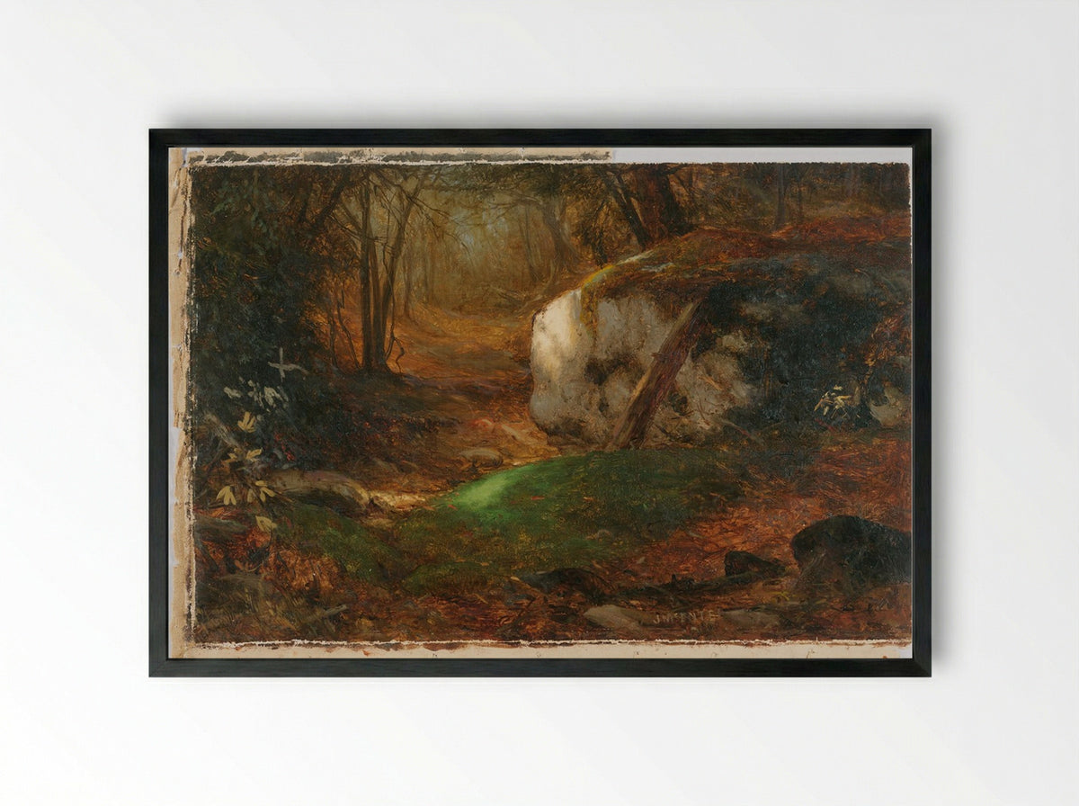 Mossy Bank - Jervis McEntee - Framed Print Black