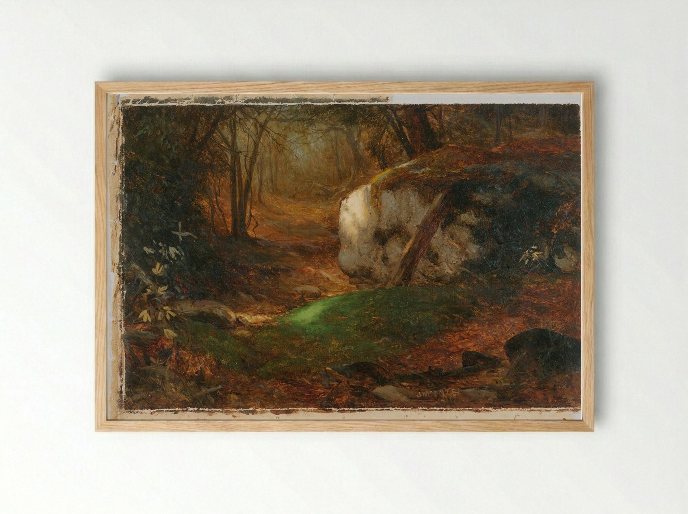 Mossy Bank - Jervis McEntee - Framed Print Wood
