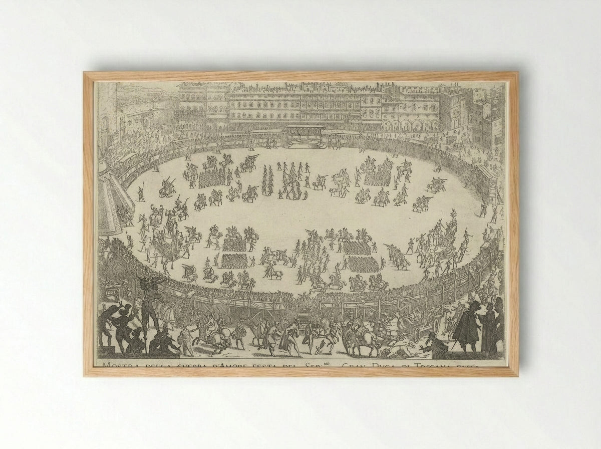 Mostra della Guerra d'Amore - Jacques Callot - Framed Print Wood