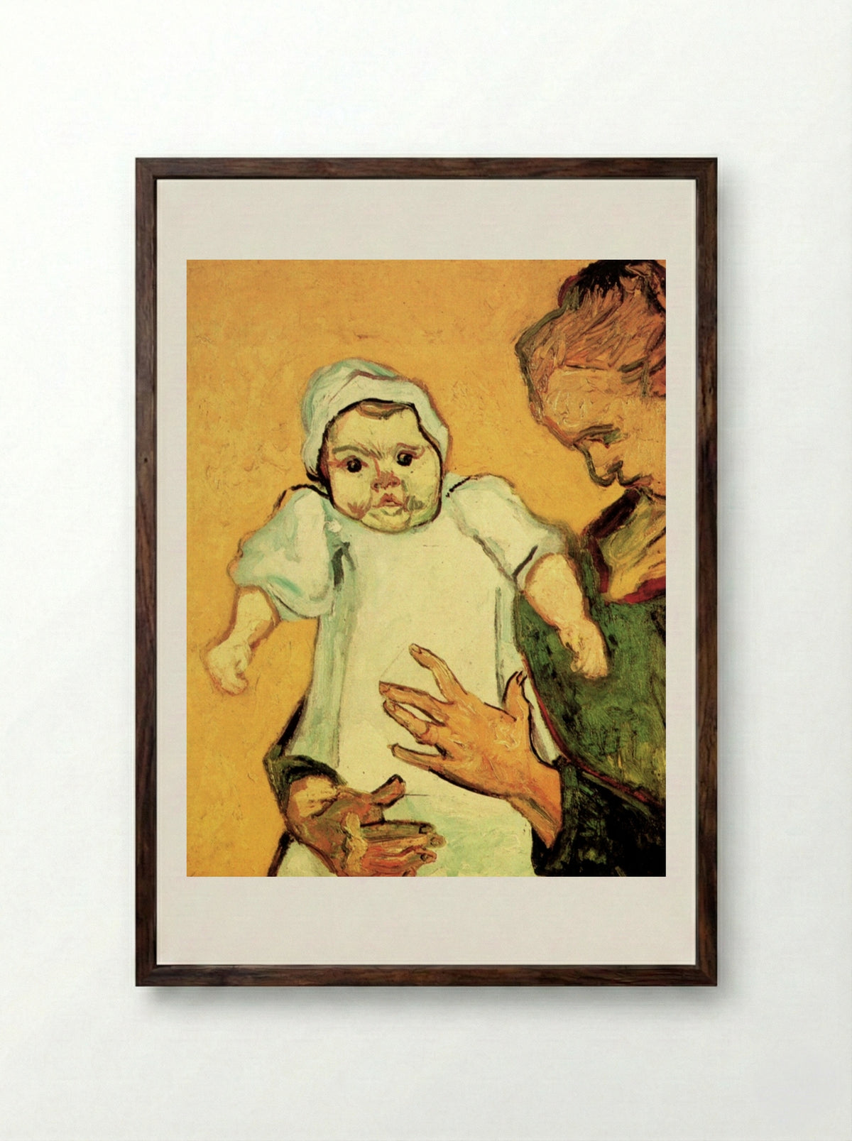 Mother Roulin with Her Baby - Vincent van Gogh - Framed Print Dark Wood