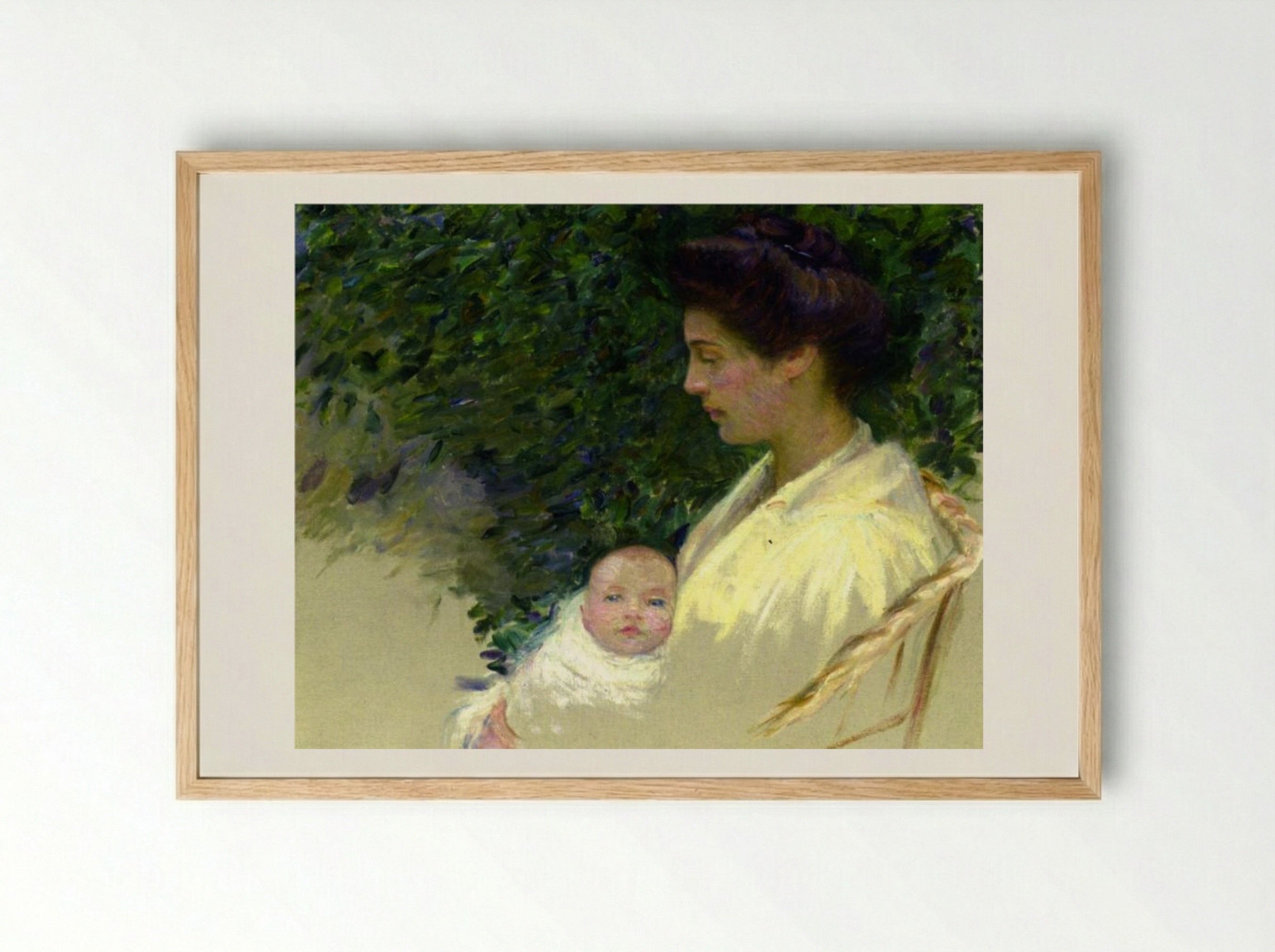 Mother and Baby (Alice Grew and Anita) - Lilla Cabot Perry - Framed Print Wood