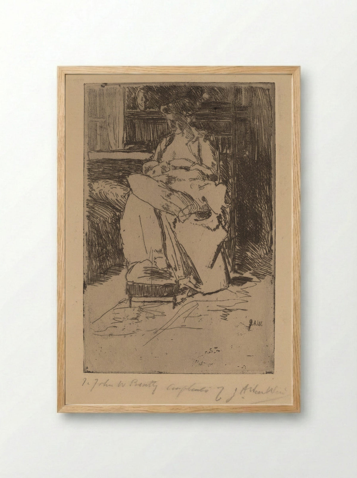 Mother and Child - Julian Alden Weir - Framed Print Wood