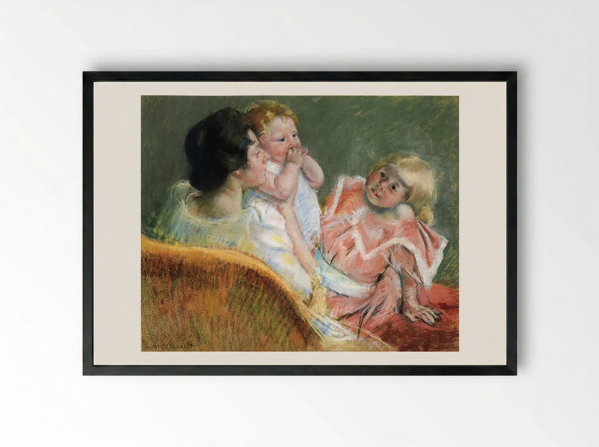 Mother and Children - Mary Cassatt - Framed Print Black