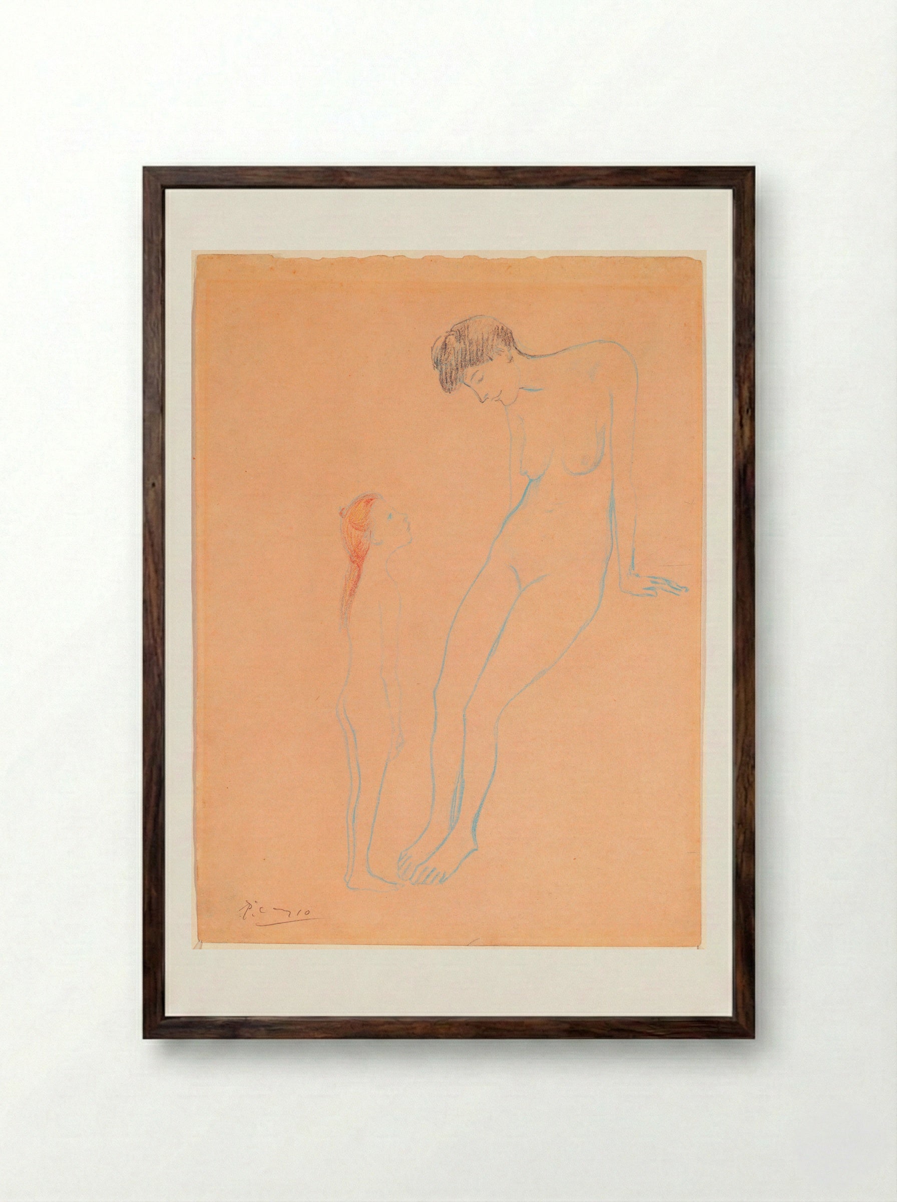 Mother and Daughter - Pablo Picasso - Framed Print Dark Wood