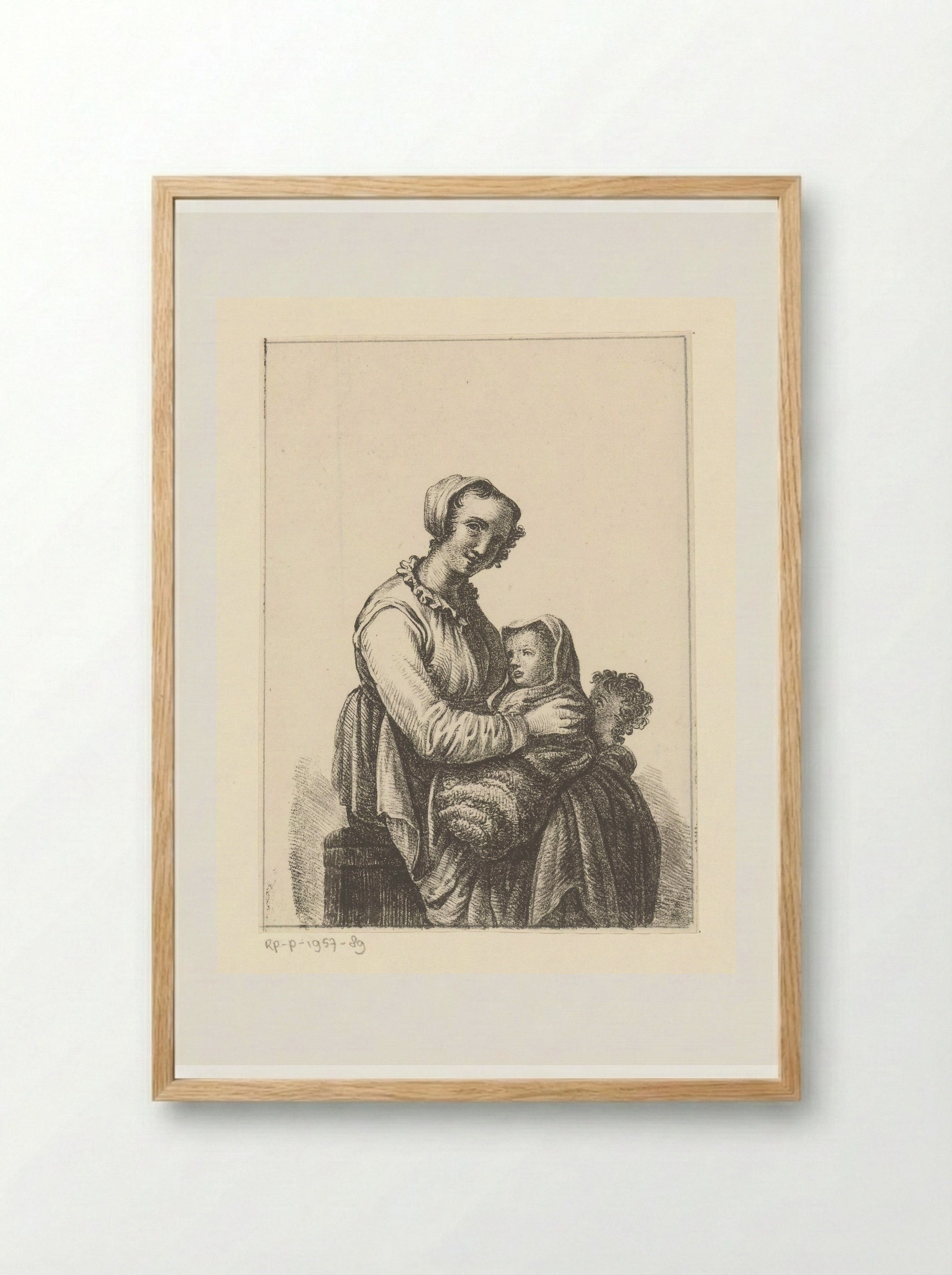 Mother with Baby and Toddler - Pieter Bartholomeusz. Barbiers - Framed Print Wood