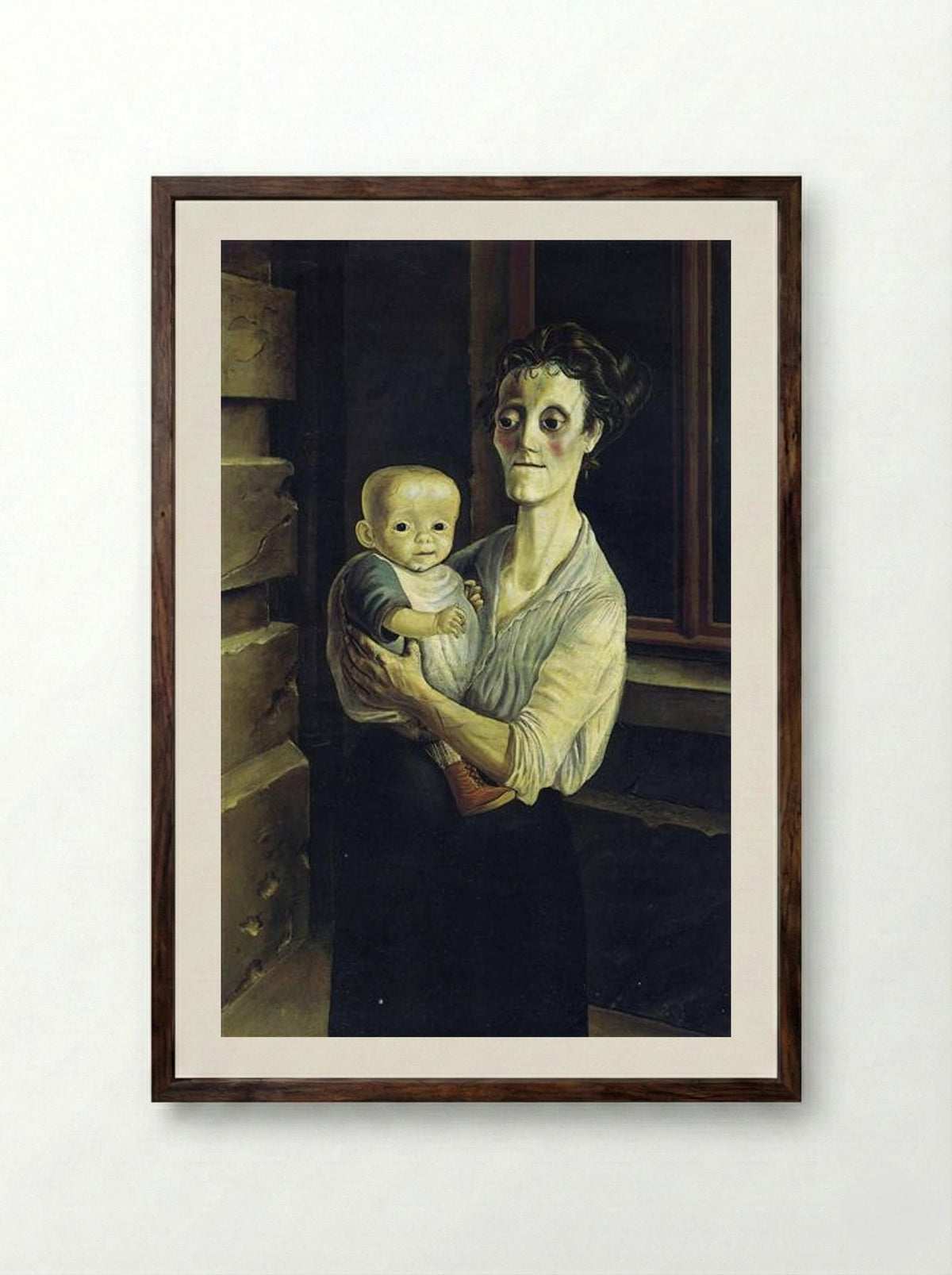 Mother with Child - Otto Dix - Framed Print Dark Wood