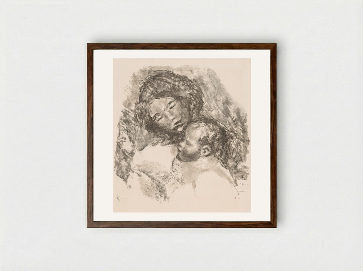 Motherhood - Pierre-Auguste Renoir - Framed Print Dark Wood