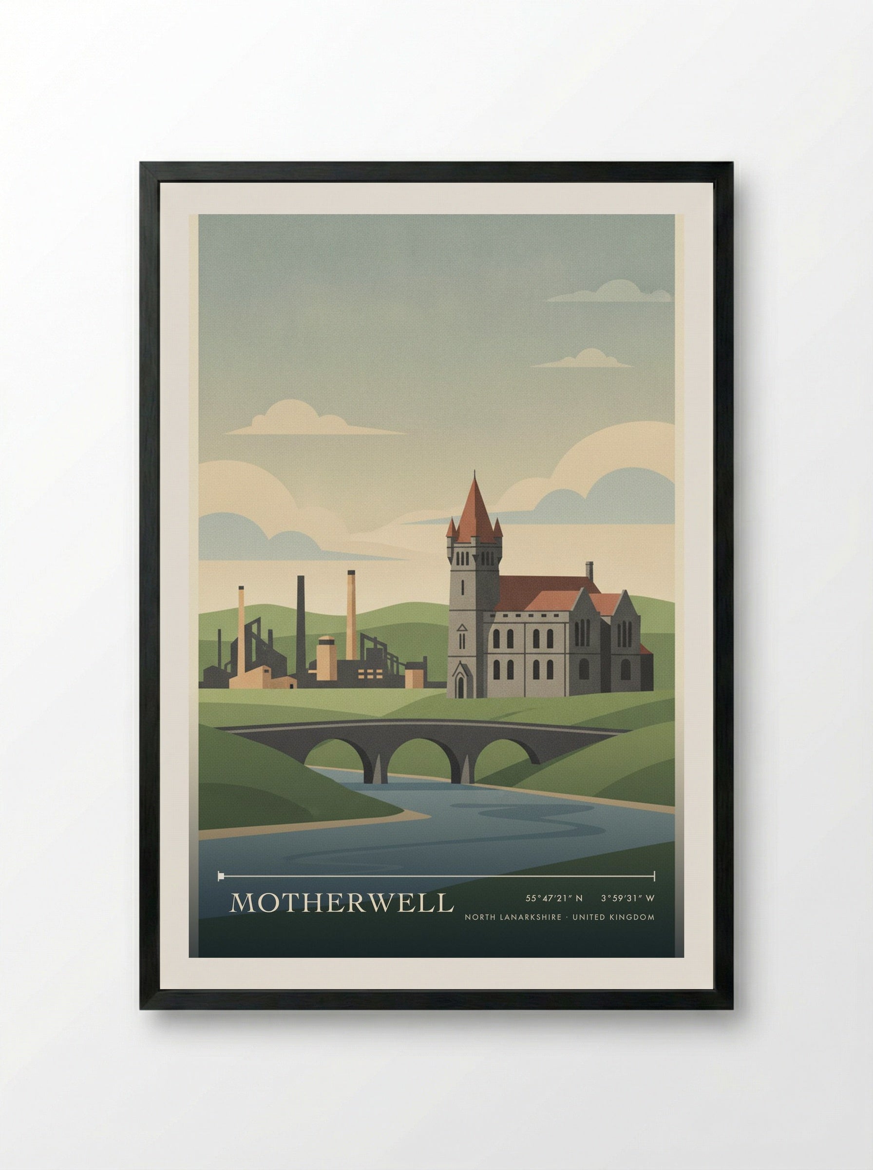 Motherwell North Lanarkshire United Kingdom Travel Poster - Framed Print Black