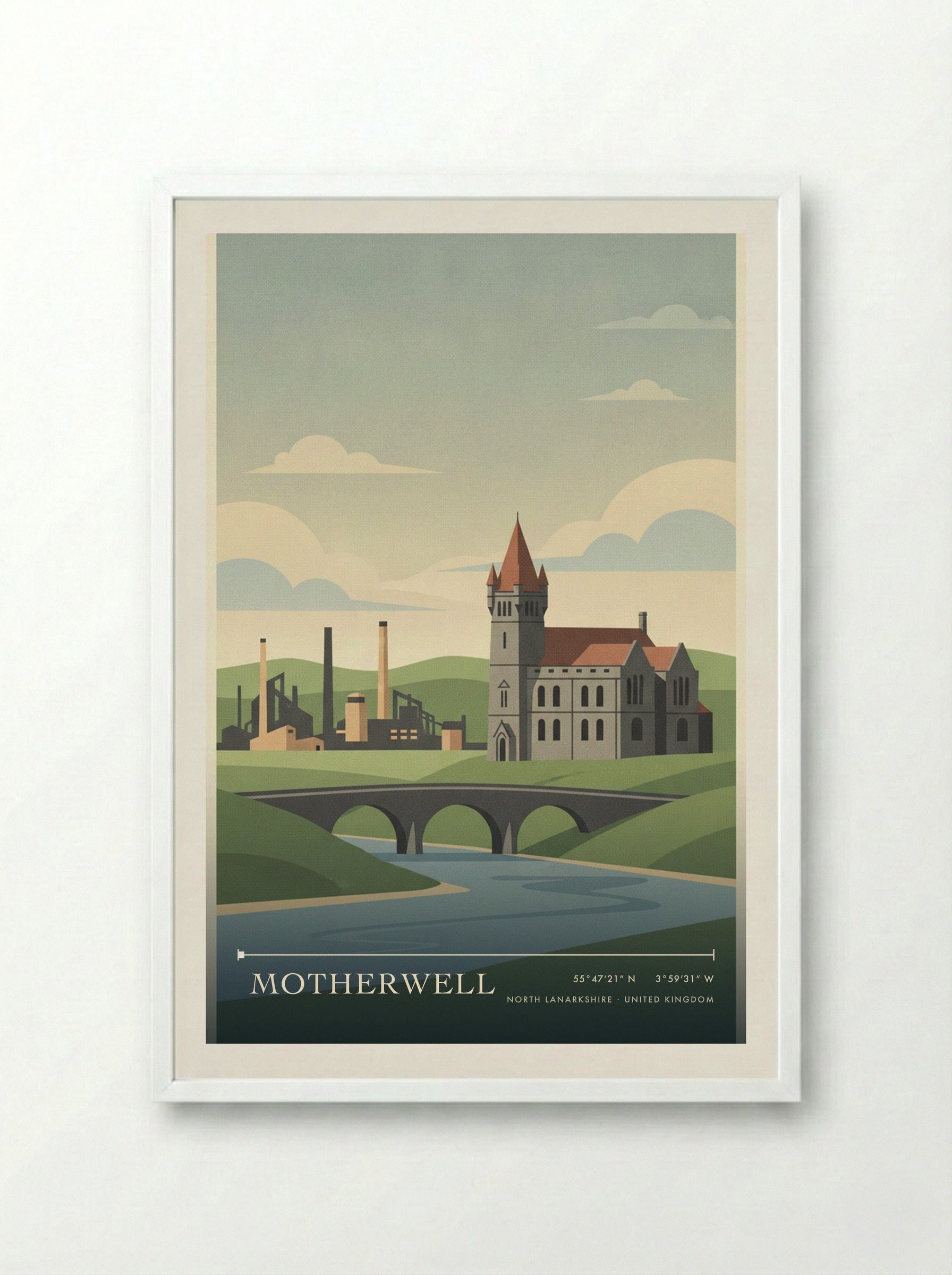 Motherwell North Lanarkshire United Kingdom Travel Poster - Framed Print White