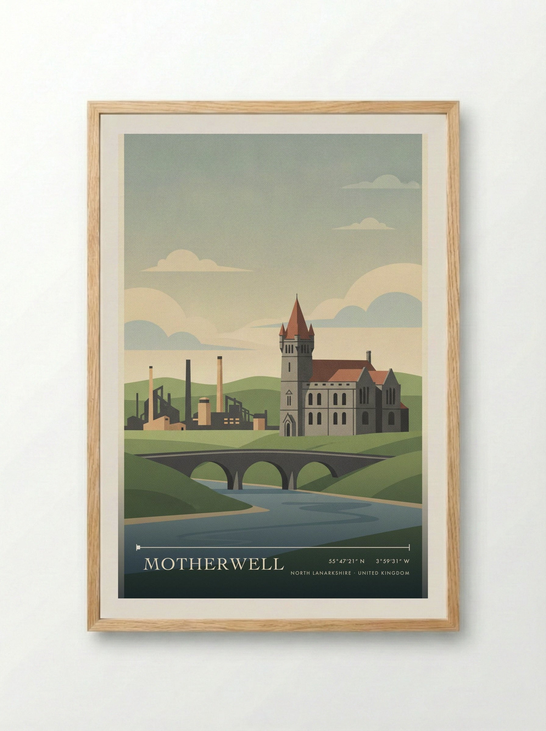 Motherwell North Lanarkshire United Kingdom Travel Poster - Framed Print Wood
