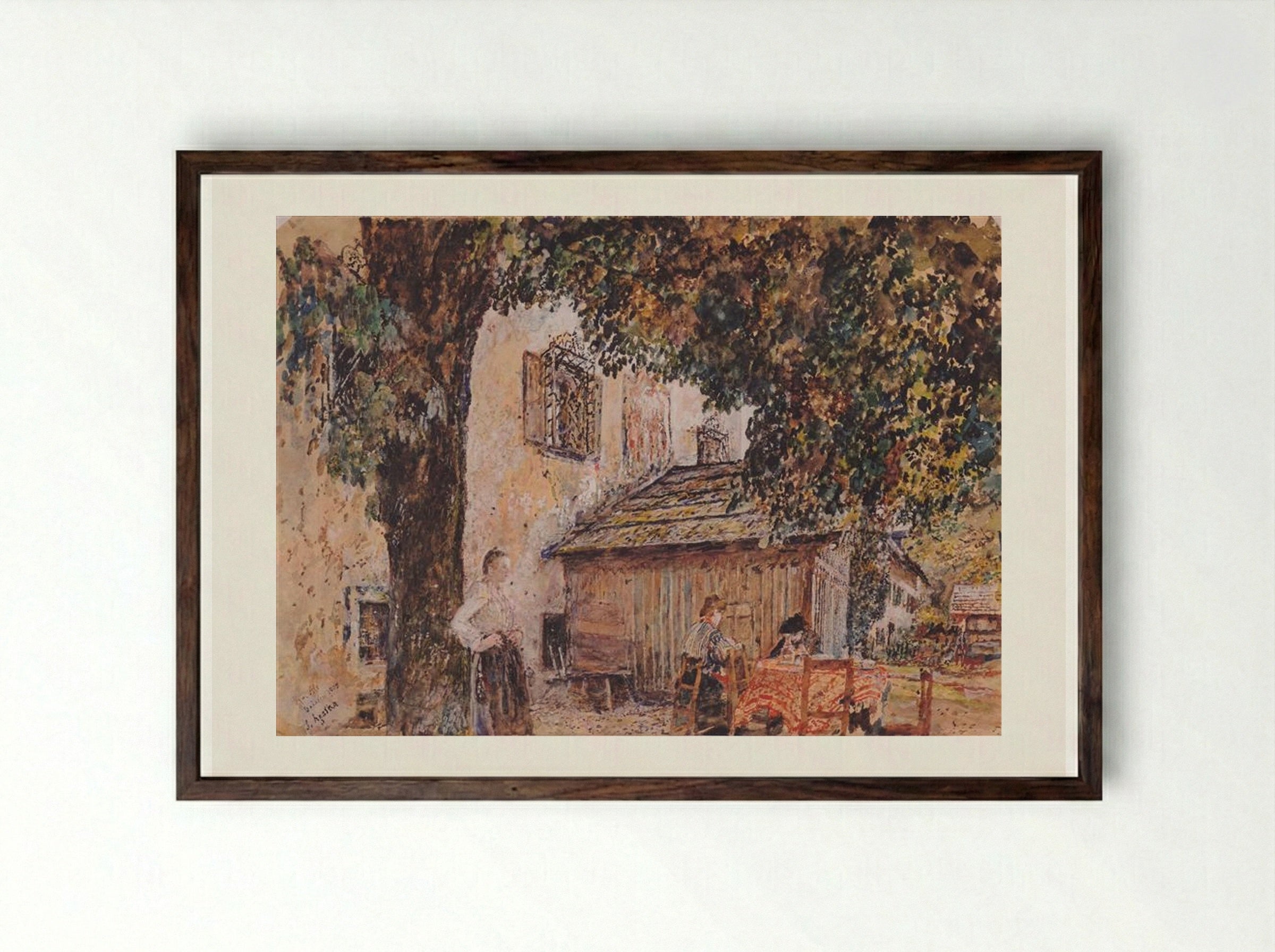 Motif from Goisern - Rudolf von Alt - Framed Print Dark Wood
