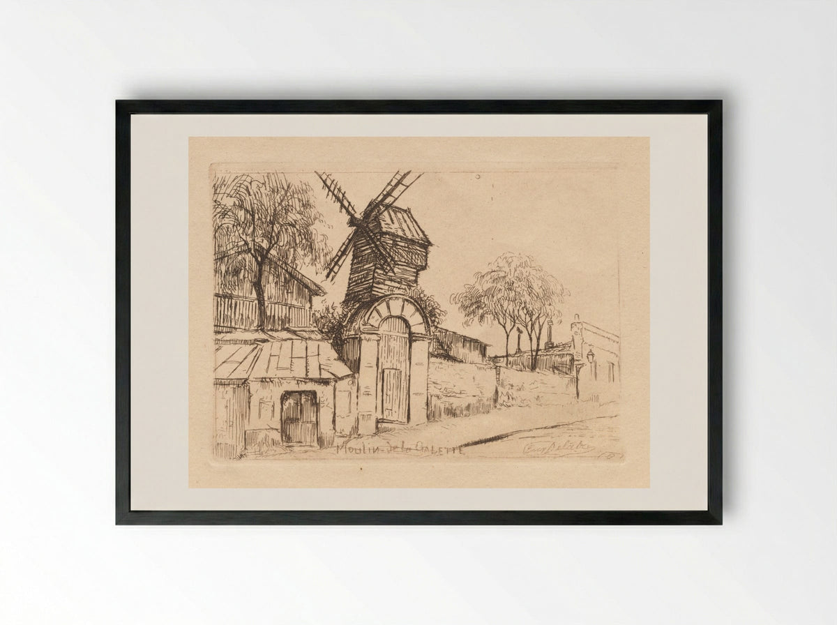Moulin de la Galette - Eugène Delâtre - Framed Print Black
