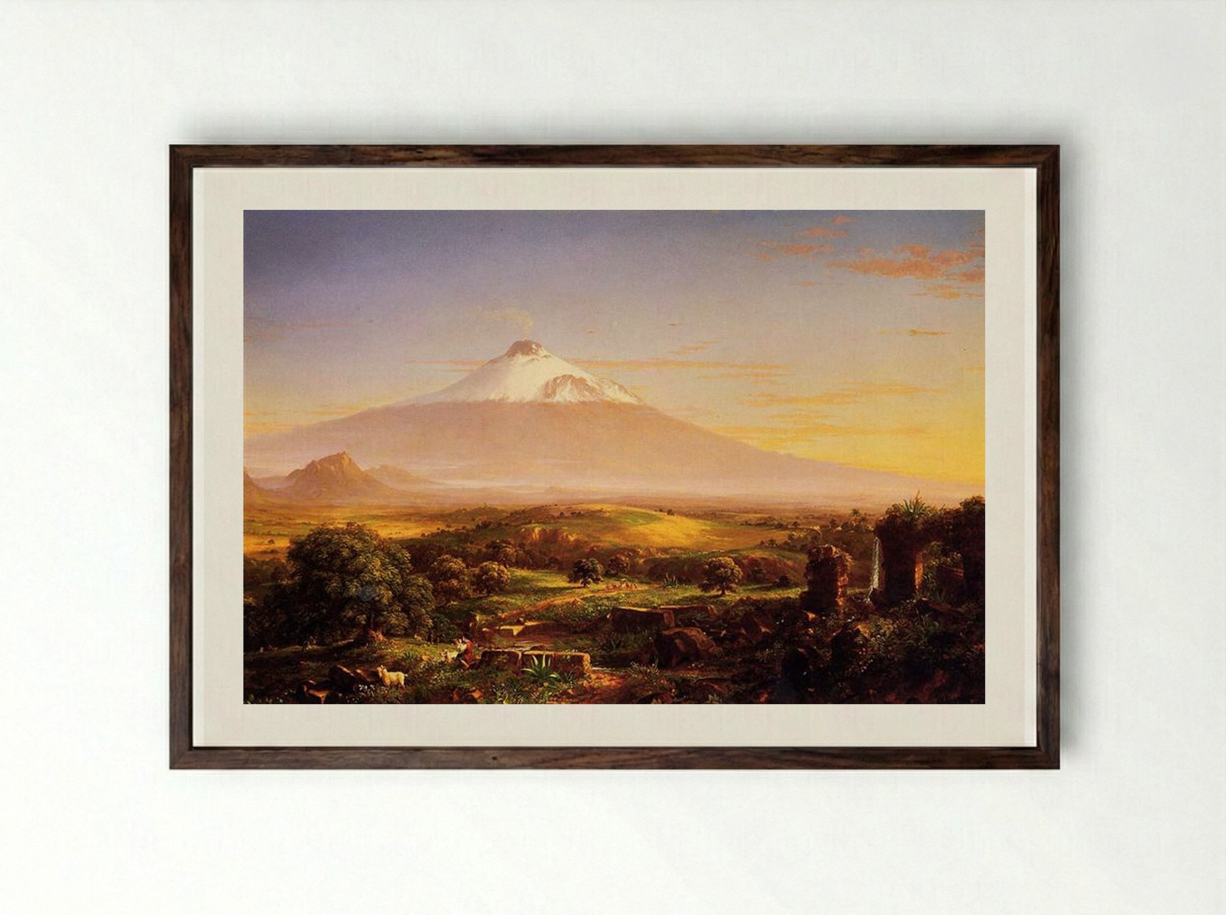 Mount Aetna from Taormina - Thomas Cole - Framed Print Dark Wood