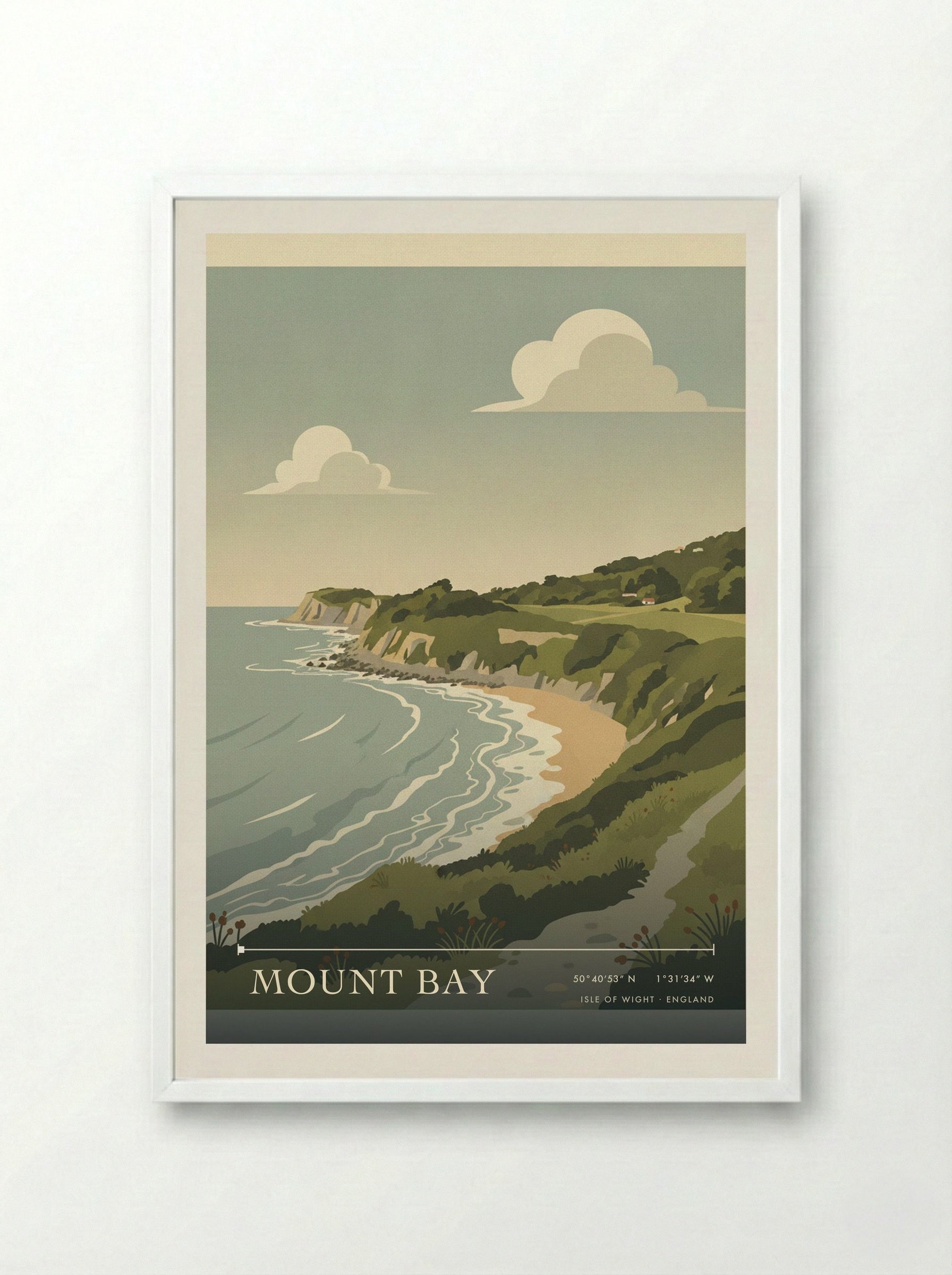 Mount Bay Isle of Wight England Travel Poster - Framed Print White