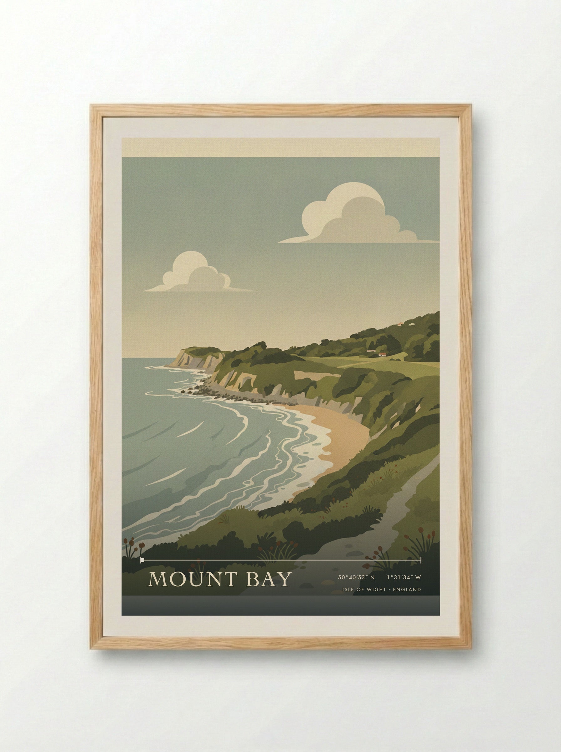 Mount Bay Isle of Wight England Travel Poster - Framed Print Wood