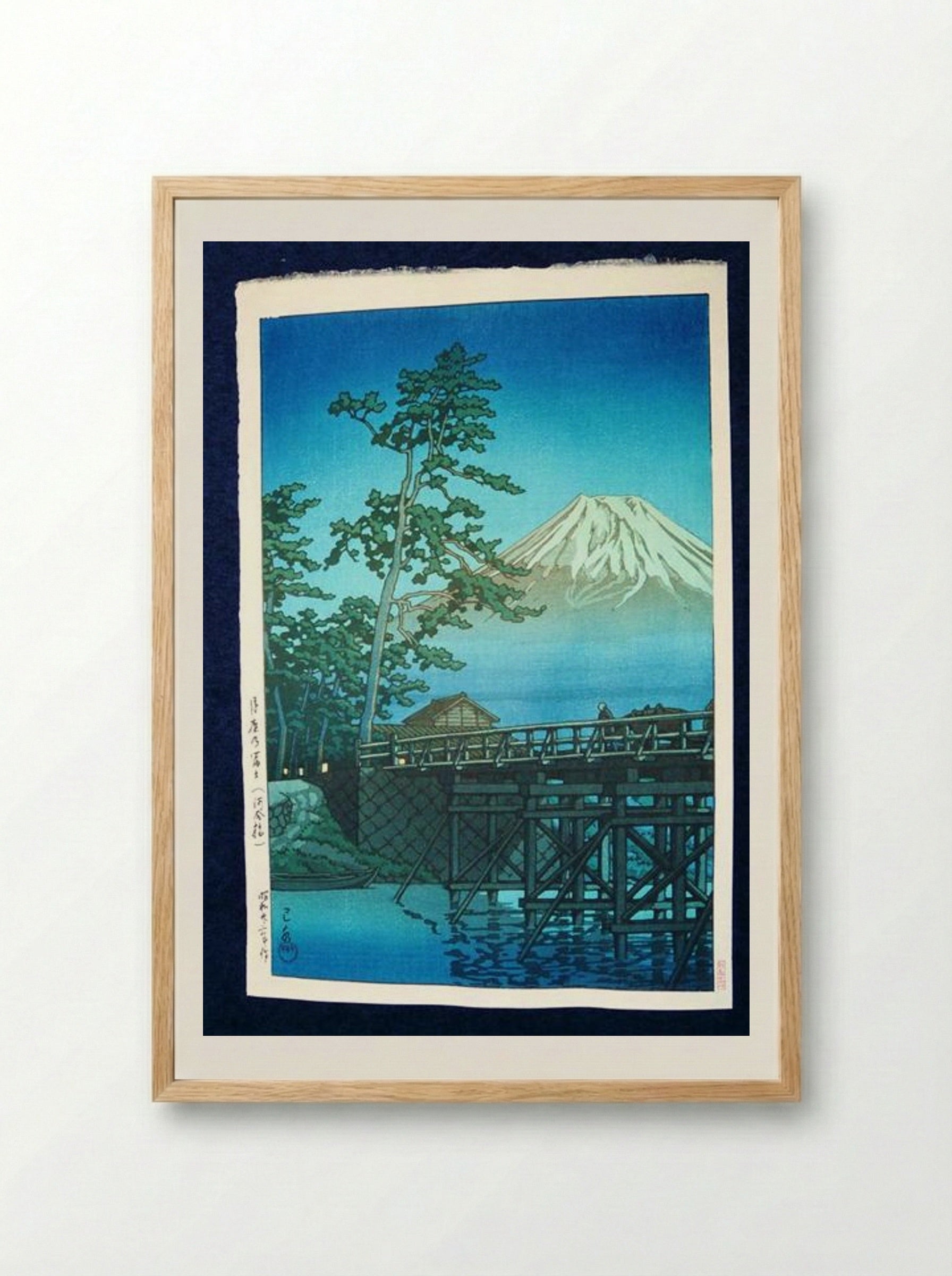 Mount Fuji by Moonlight, Kawai Bashi - Hasui Kawase - Framed Print Wood