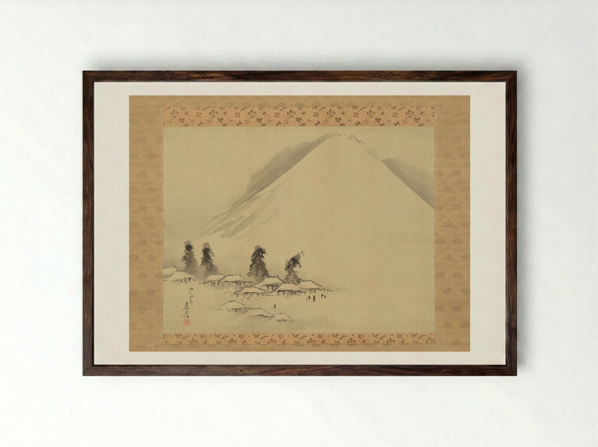 Mount Fuji in Winter - Shibata Zeshin - Framed Print Dark Wood