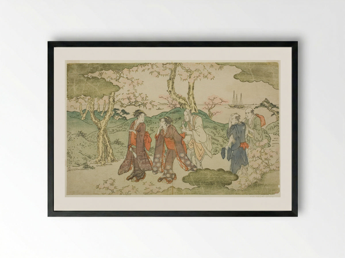 Mount Goten, from the illustrated book Statue of Fugen (Fugen-zo) - Kitagawa Utamaro - Framed Print Black
