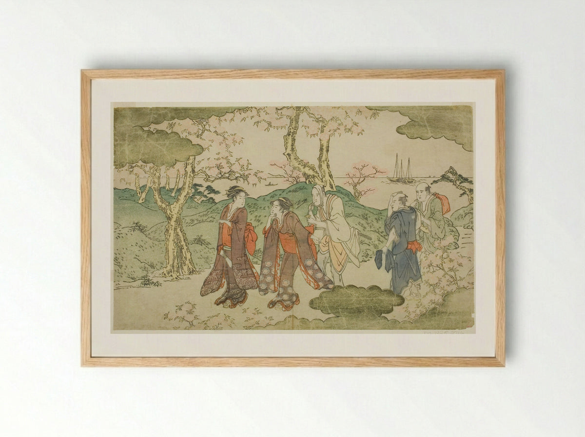 Mount Goten, from the illustrated book Statue of Fugen (Fugen-zo) - Kitagawa Utamaro - Framed Print Wood