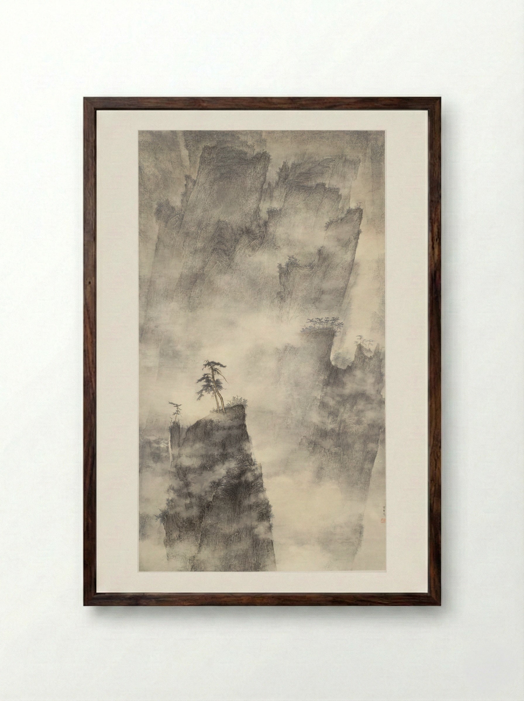 Mount Huang - Li Huayi - Framed Print Dark Wood