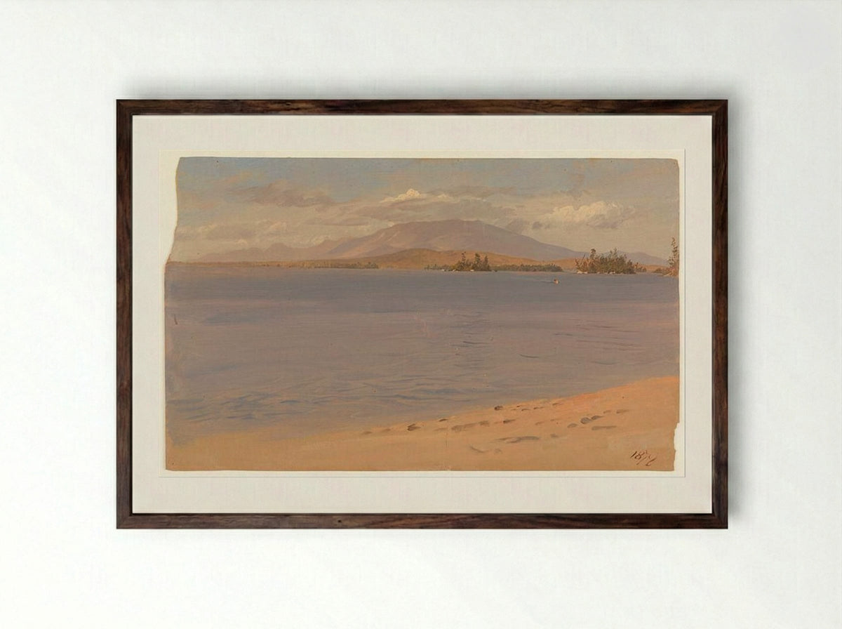 Mount Katahdin from Lake Millinocket - Frederic Edwin Church - Framed Print Dark Wood