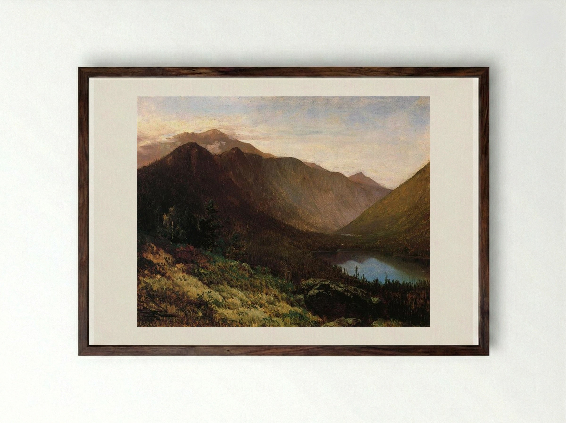 Mount Lafayette, Franconia Notch, New Hampshire - Thomas Hill - Framed Print Dark Wood