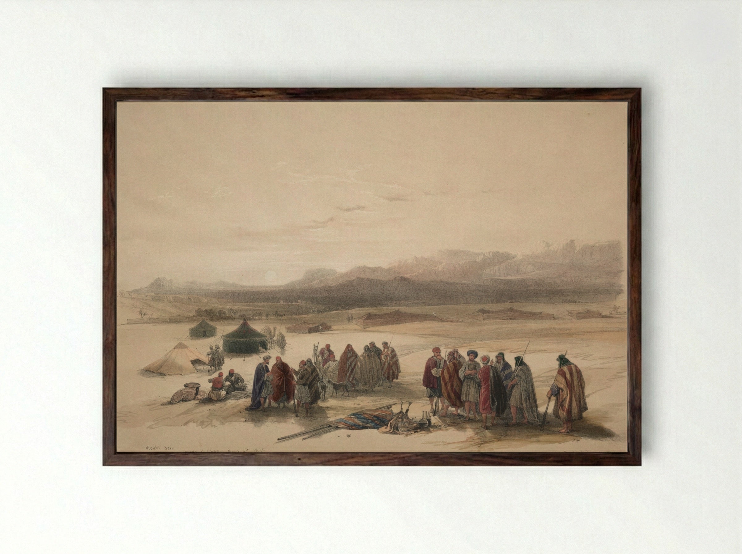 Mount Seir, Wady el Ghor - David Roberts - Framed Print Dark Wood