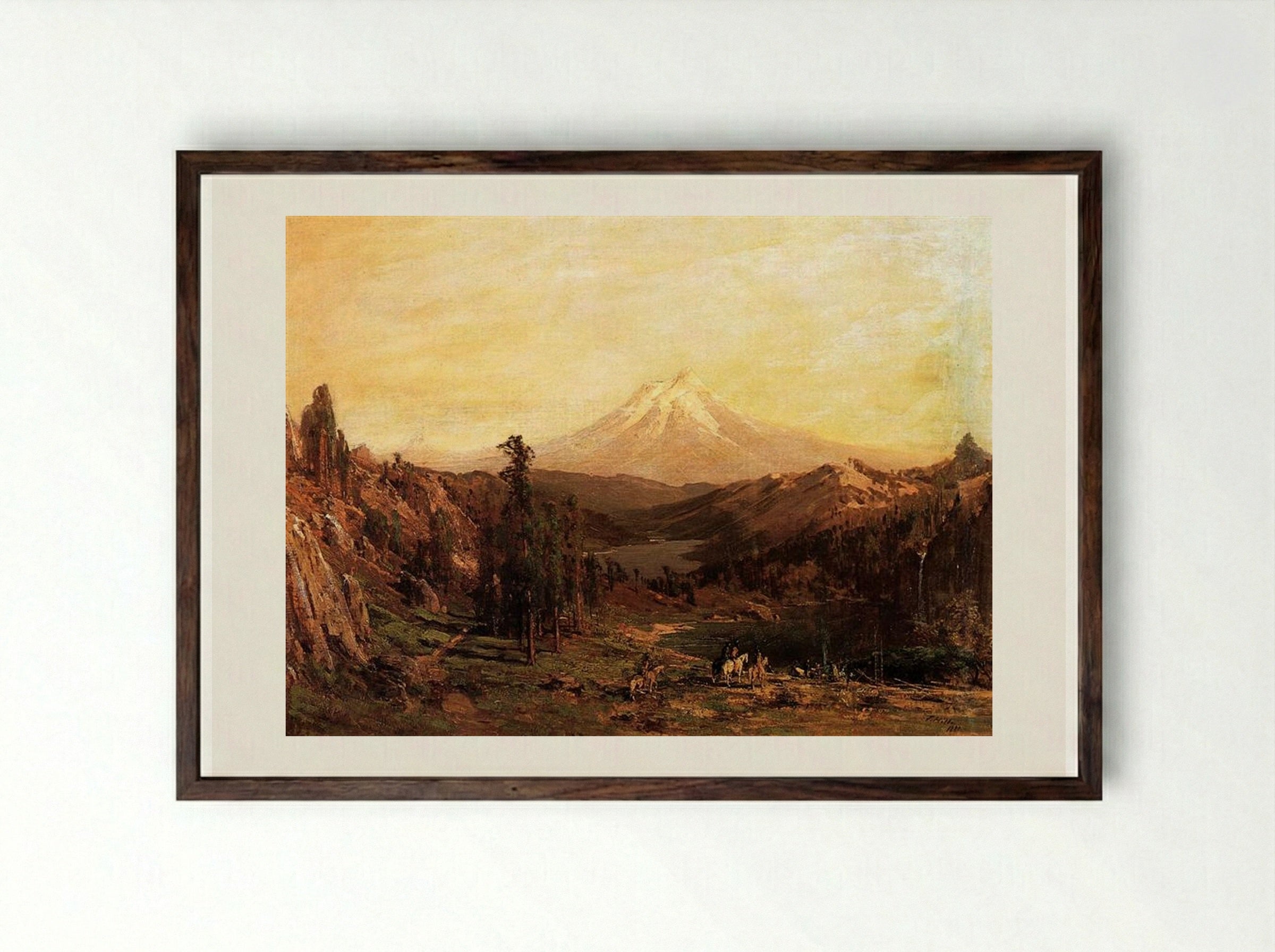 Mount Shasta and Castle Lake, California - Thomas Hill - Framed Print Dark Wood