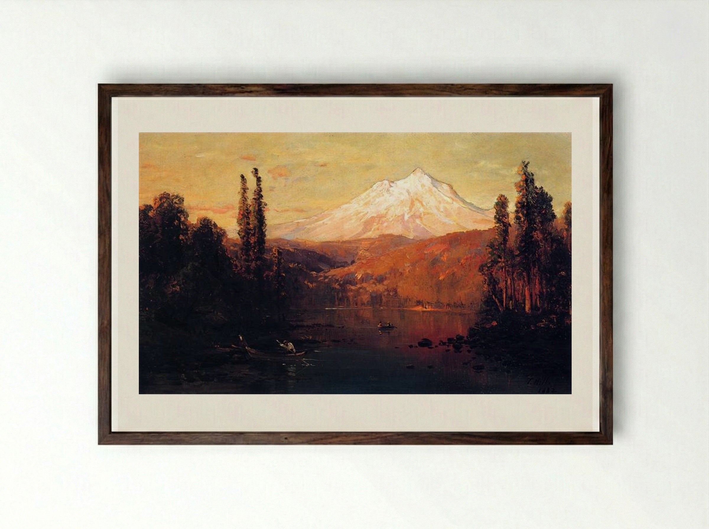 Mount Shasta - Thomas Hill - Framed Print Dark Wood
