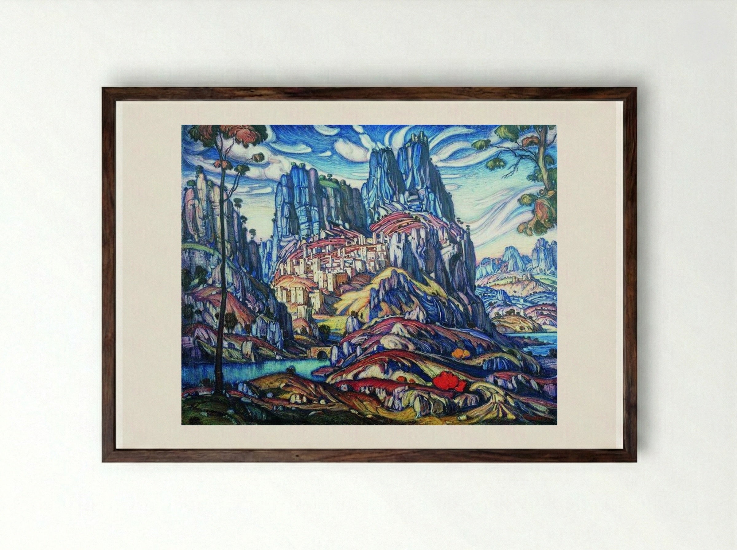 Mount St. George - Konstantin Bogaevsky - Framed Print Dark Wood