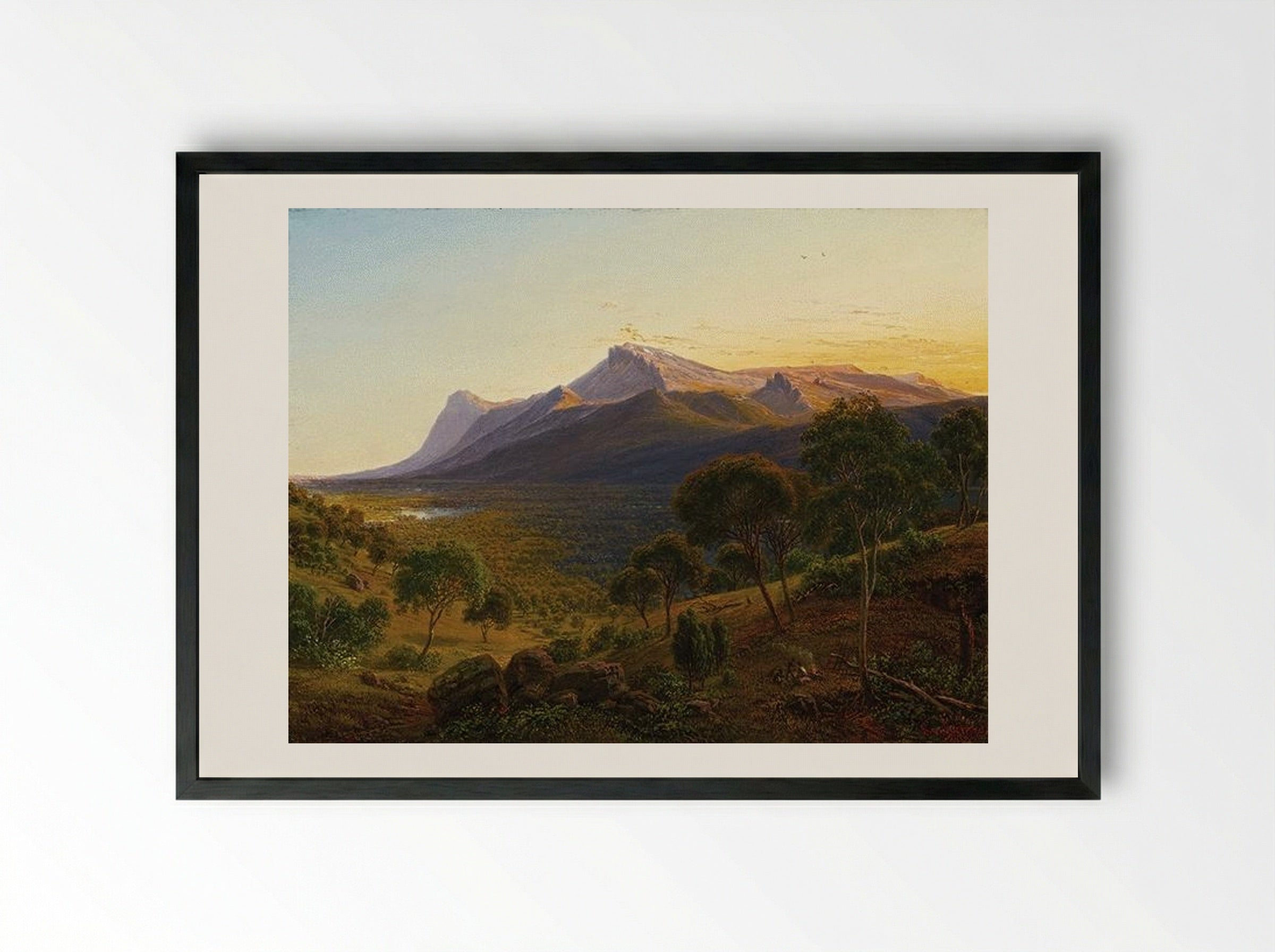 Mount William as from Mount Dryden in the Grampians, Victoria - Eugene von Guerard - Framed Print Black