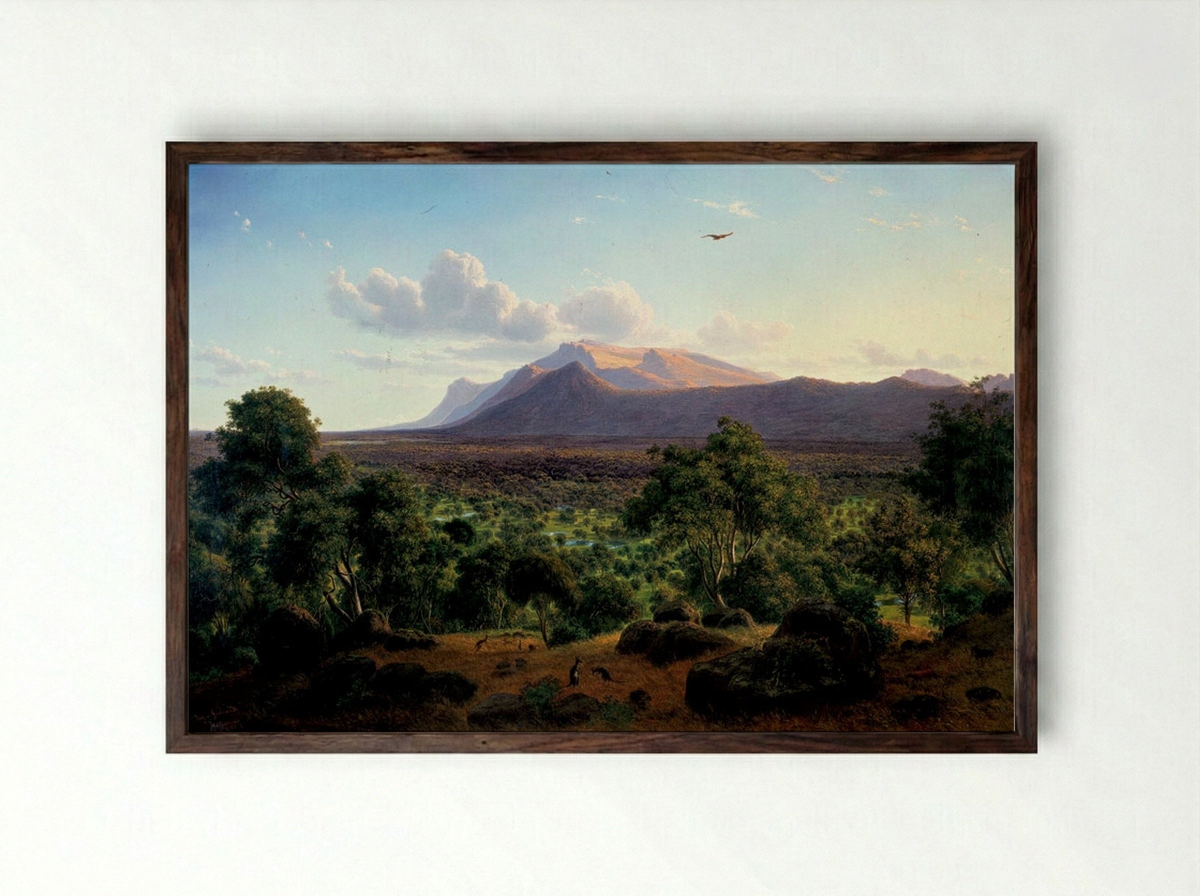Mount William from Mount Dryden - Eugene von Guerard - Framed Print Dark Wood