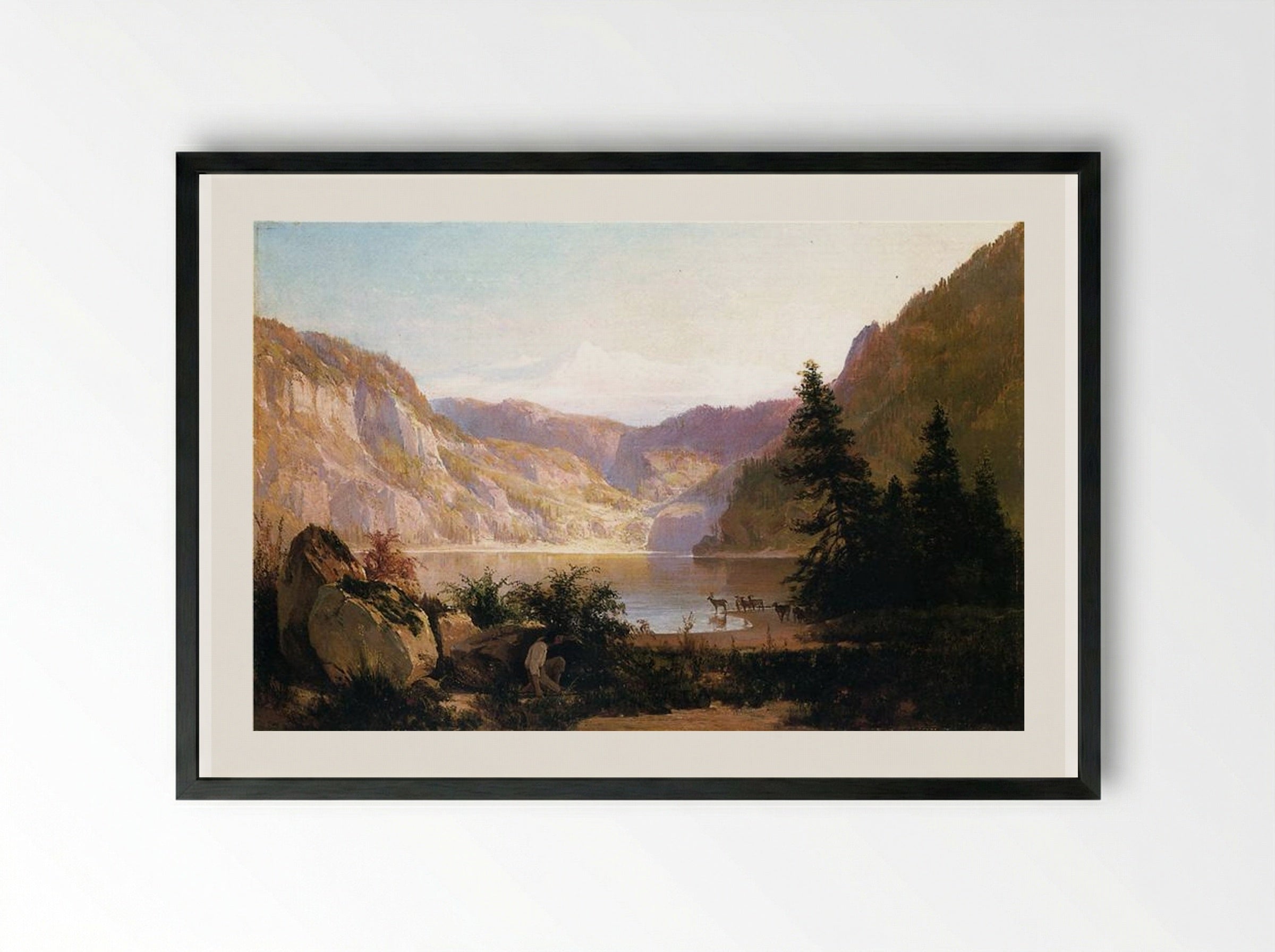 Mountain Lake - Thomas Hill - Framed Print Black