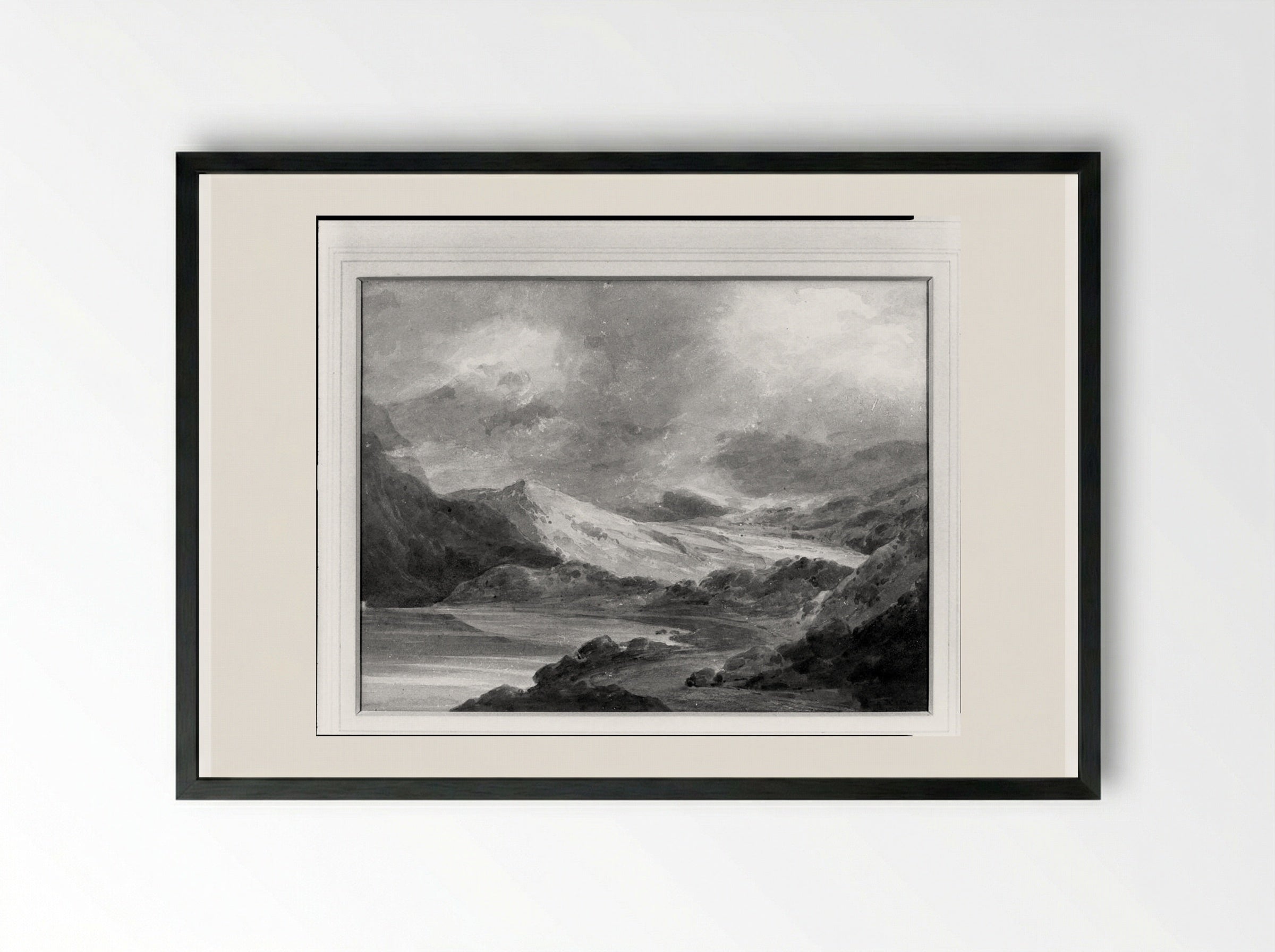 Mountain Lake - John Sell Cotman - Framed Print Black