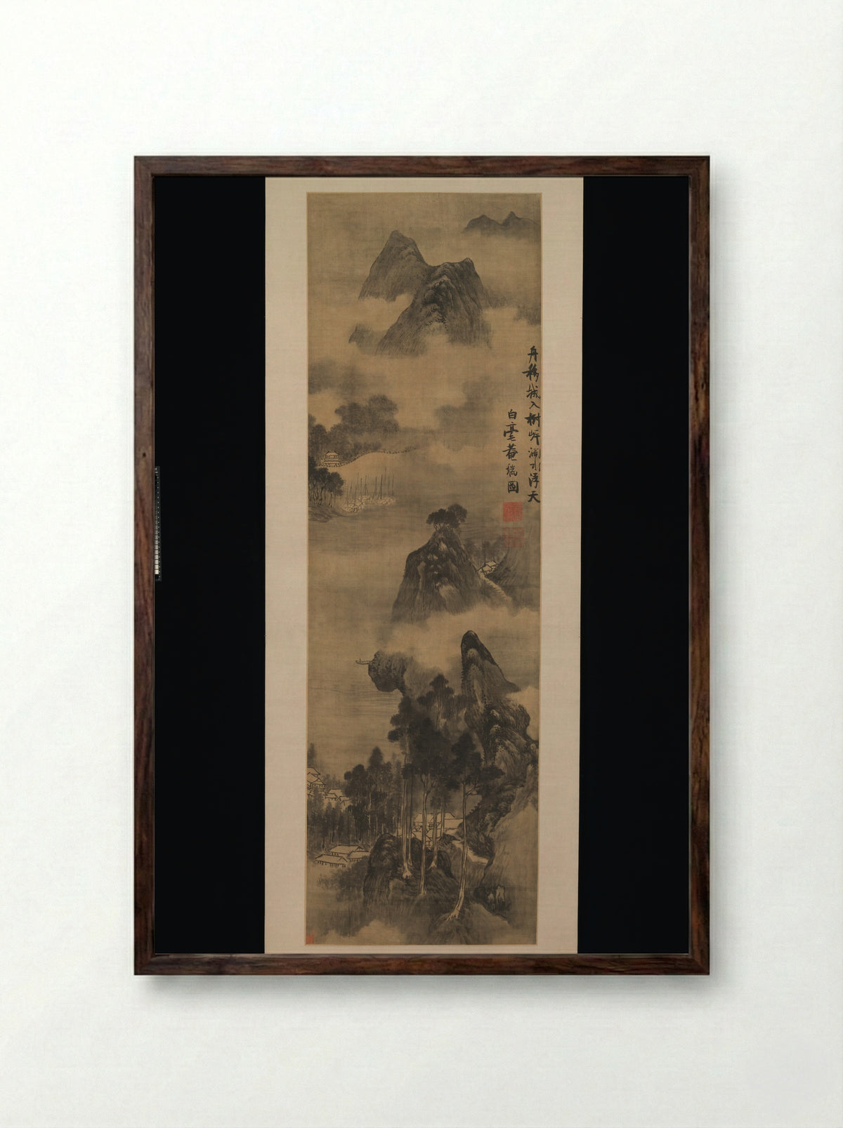 Mountain Landscape with Mist - Zhang Ruitu - Framed Print Dark Wood