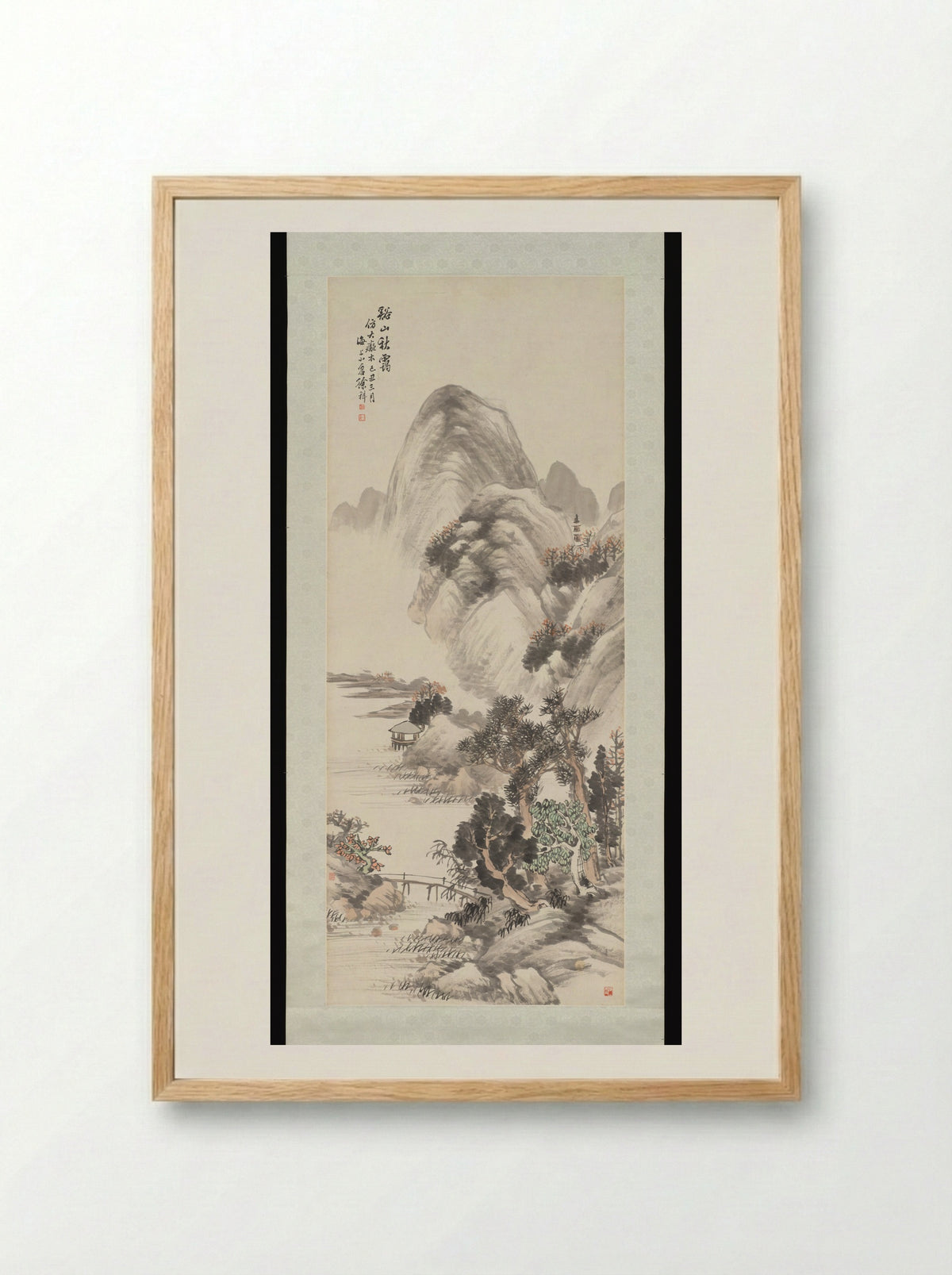 Mountain Landscape with Pavilion - Xu Xiang - Framed Print Wood